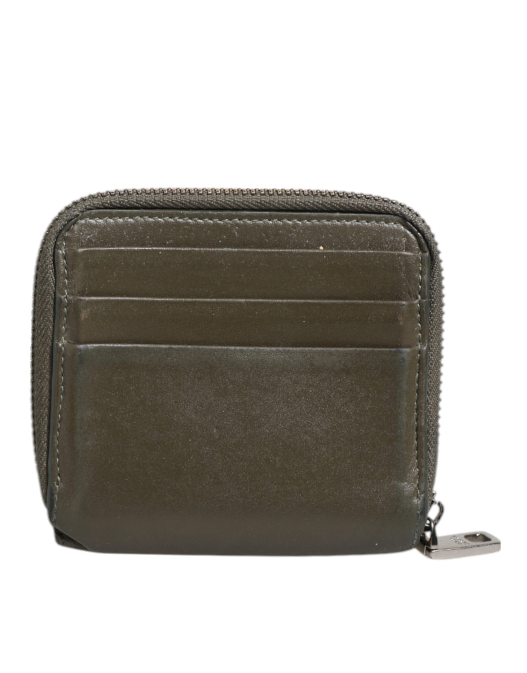 Dolce & Gabbana Military Green Leather Logo Plaque Card Holder Coin Purse Wallet | Regal Royce