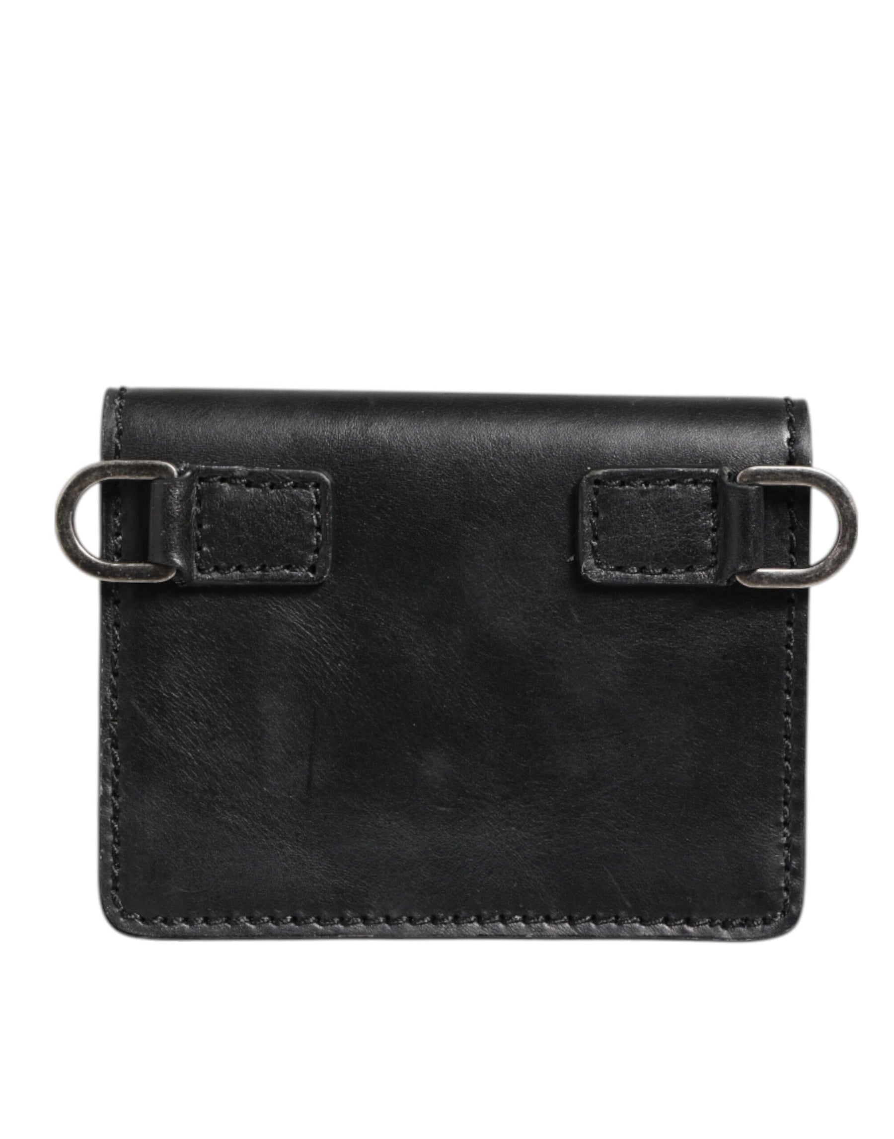 Dolce & Gabbana Black Leather Bifold Card Holder Mens Coin Purse Key Clip Wallet | Regal Royce