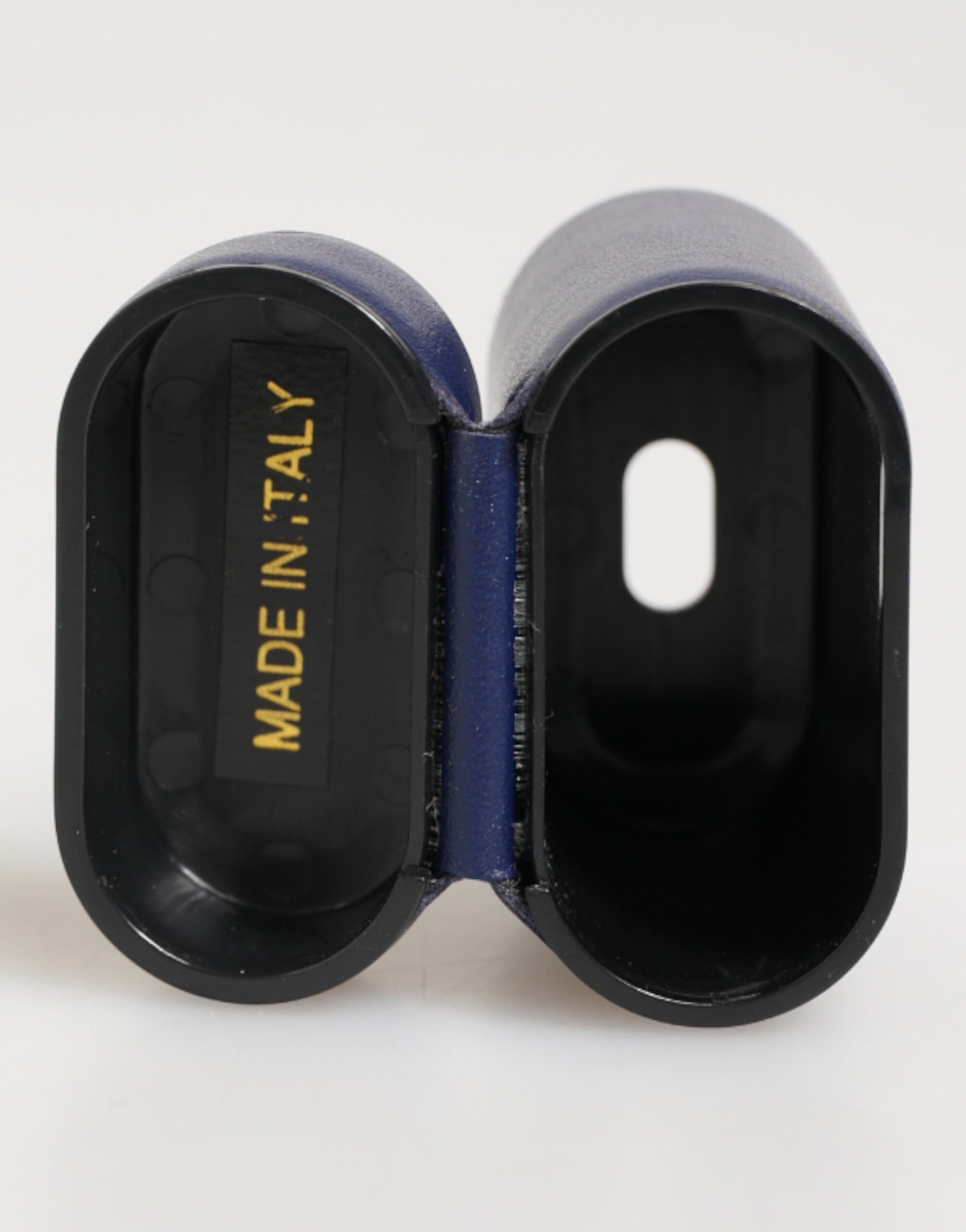 Dolce & Gabbana Blue Leather Logo Print Flip Holder Men Airpods Case | Regal Royce
