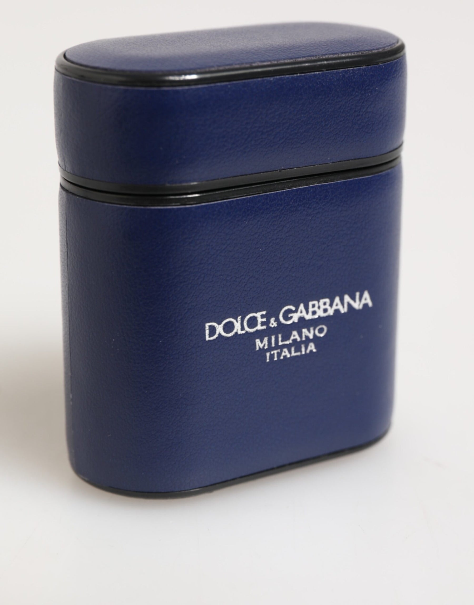 Dolce & Gabbana Blue Leather Logo Print Flip Holder Men Airpods Case | Regal Royce