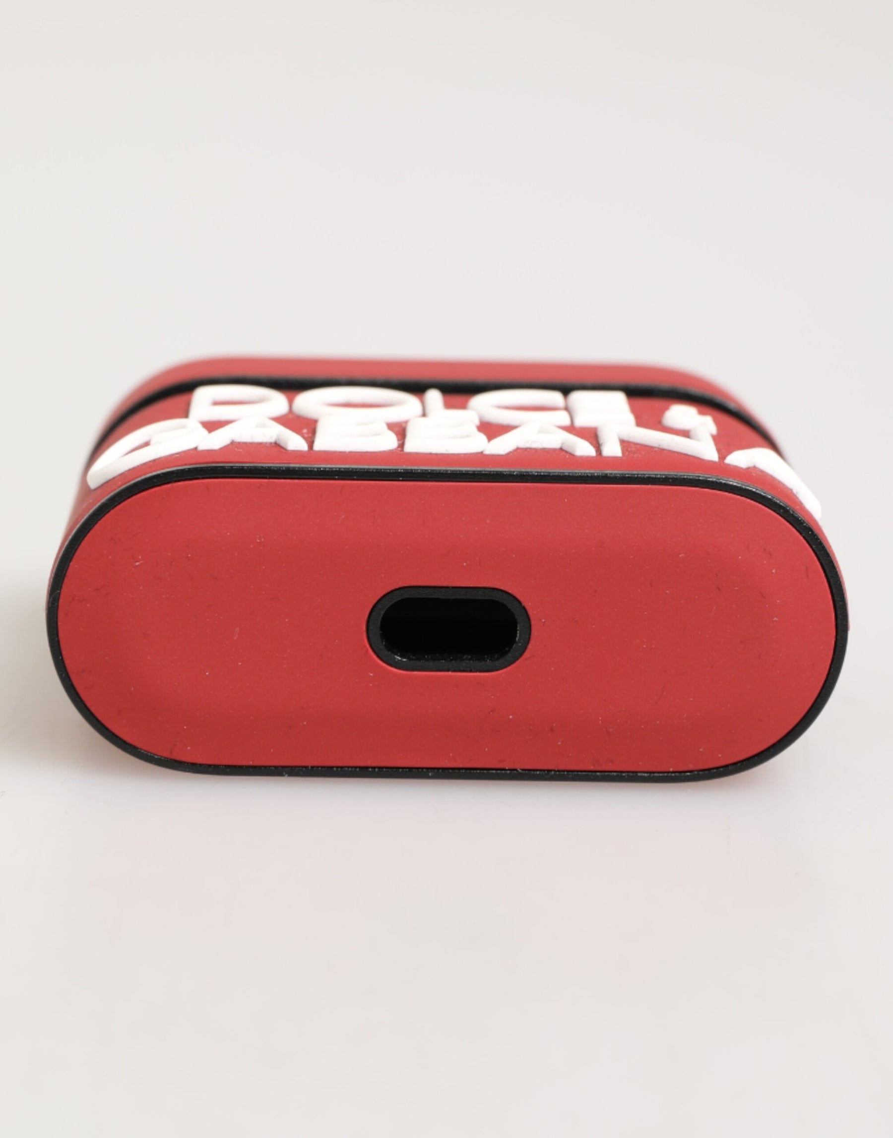 Dolce & Gabbana Red White Silicone Embossed Logo Accessory Airpods Case | Regal Royce