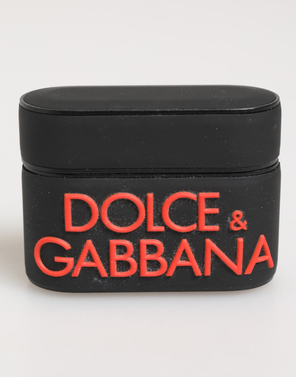 Dolce & Gabbana Black Orange Rubber Logo Embossed Accessory Airpods Case