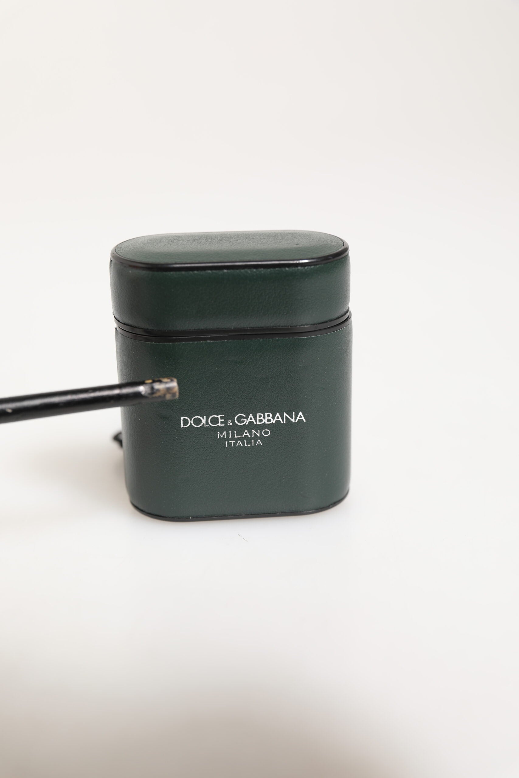 Dolce & Gabbana Army Green Calfskin Leather Logo Flip Holder Airpods Case | Regal Royce