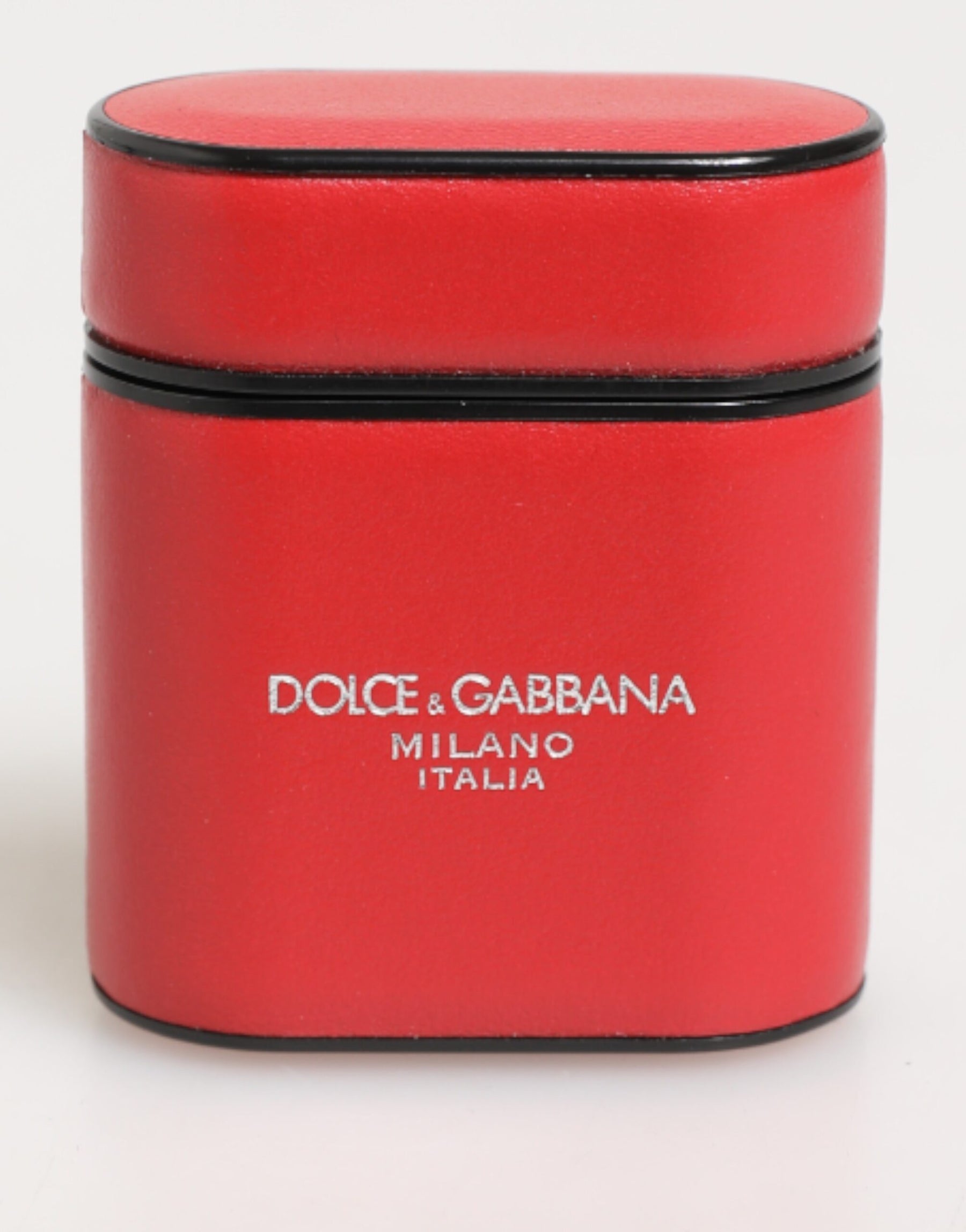 Dolce & Gabbana Red White Calfskin Leather Logo Flip Holder Airpods Case | Regal Royce