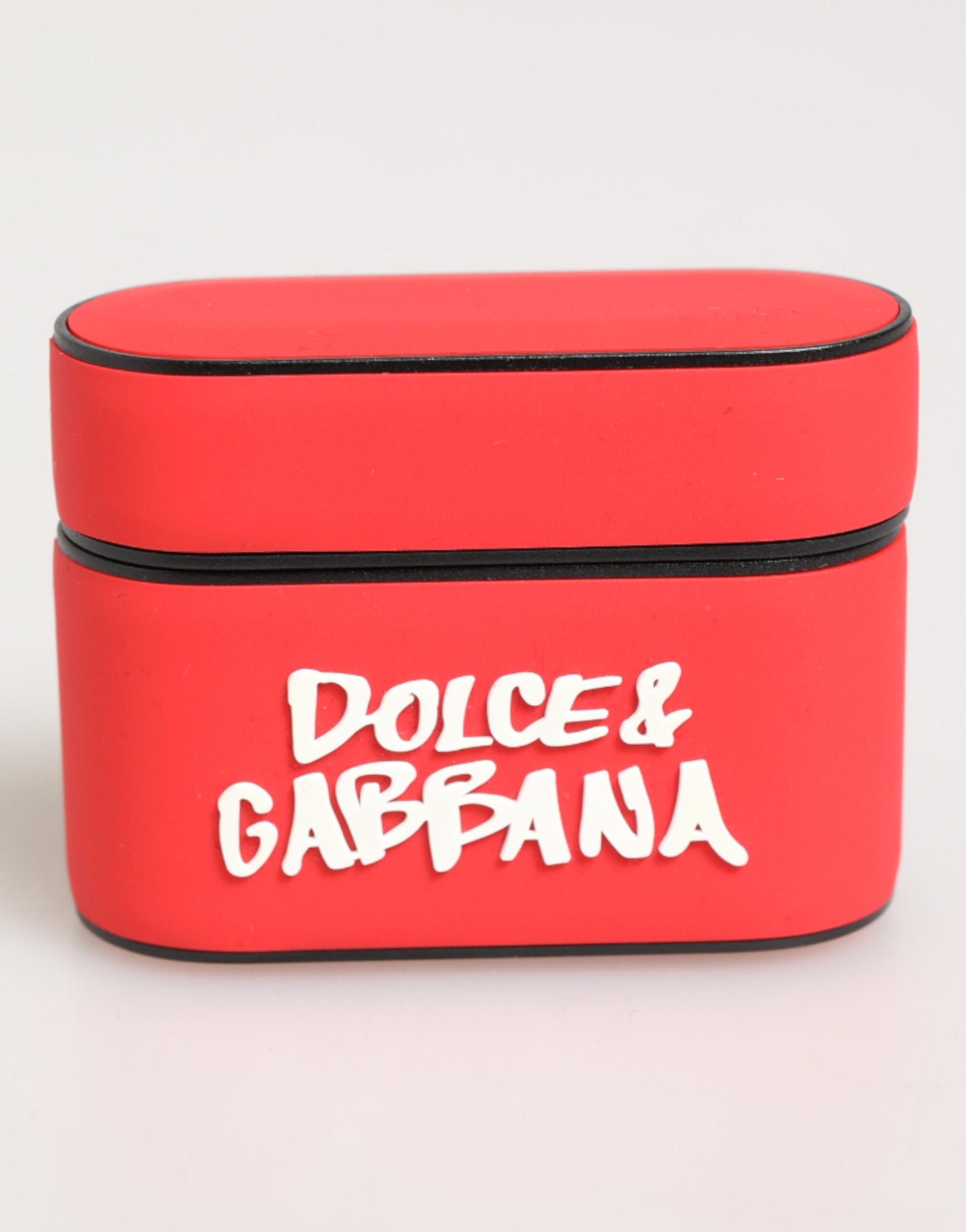Dolce & Gabbana Red PVC DG Logo Embossed Men Flip Holder  Airpods Case