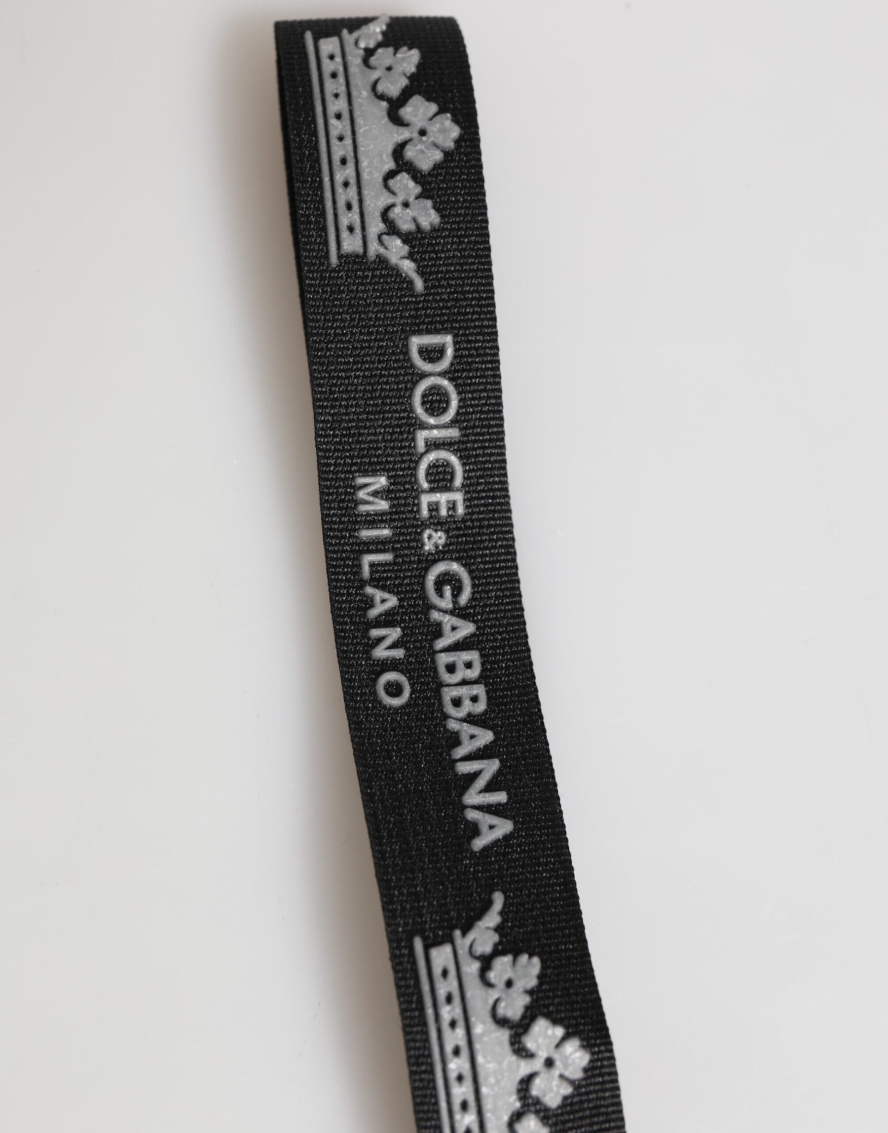 Dolce & Gabbana Black Silver Nylon DG Crown Men's Holder Keychain Keyring | Regal Royce