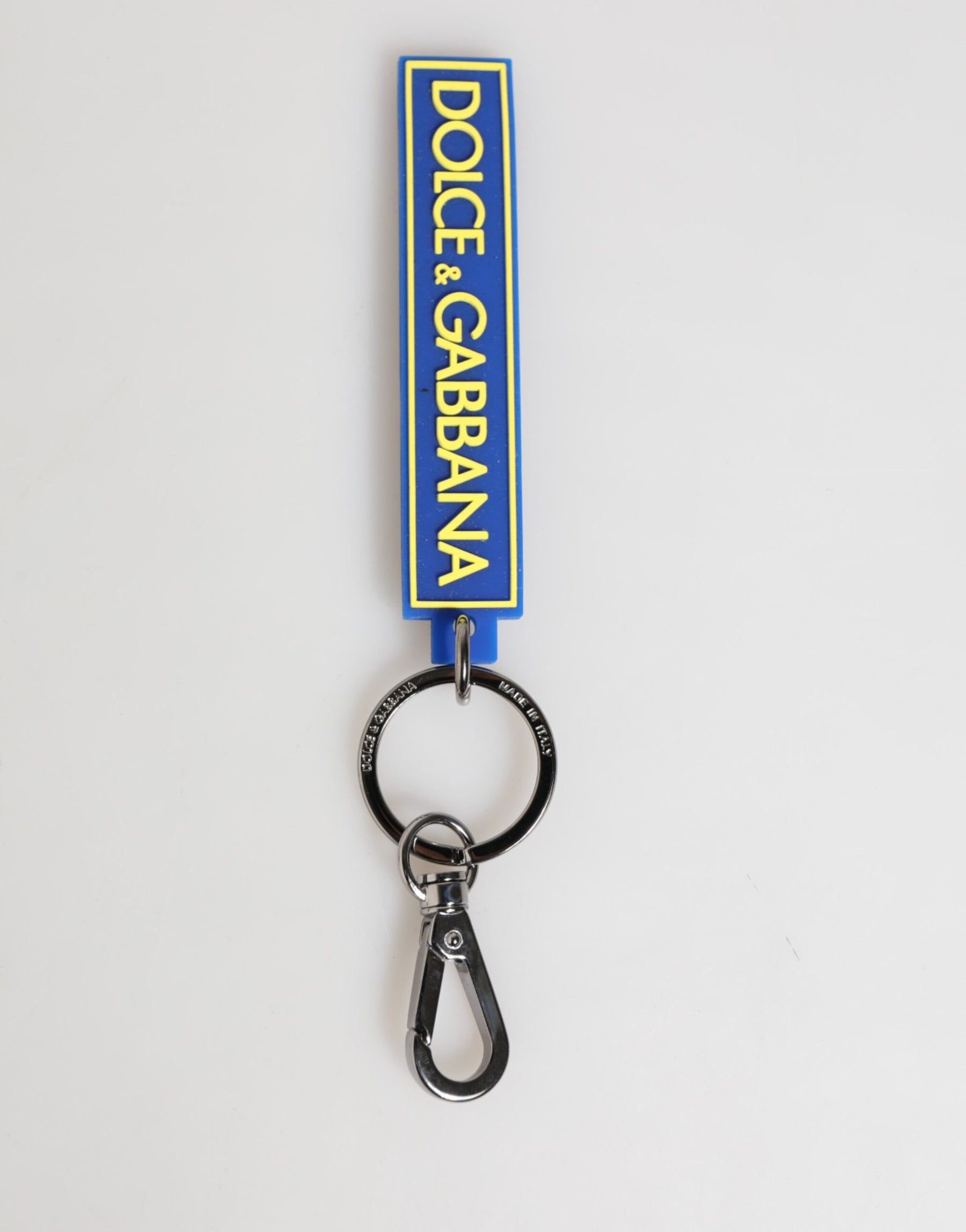 Dolce & Gabbana Blue Yellow DG Rubber Logo Silver Men's Keychain  Keyring | Regal Royce