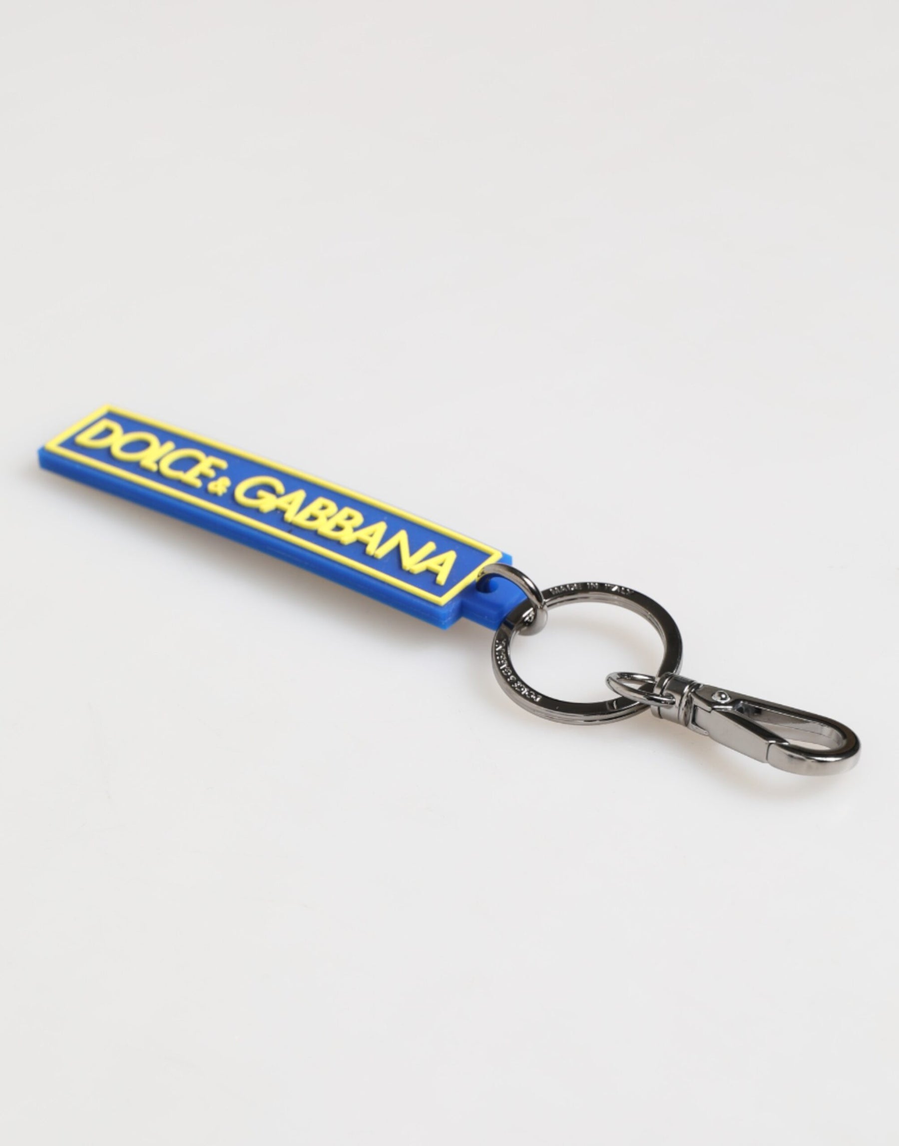 Dolce & Gabbana Blue Yellow DG Rubber Logo Silver Men's Keychain  Keyring | Regal Royce