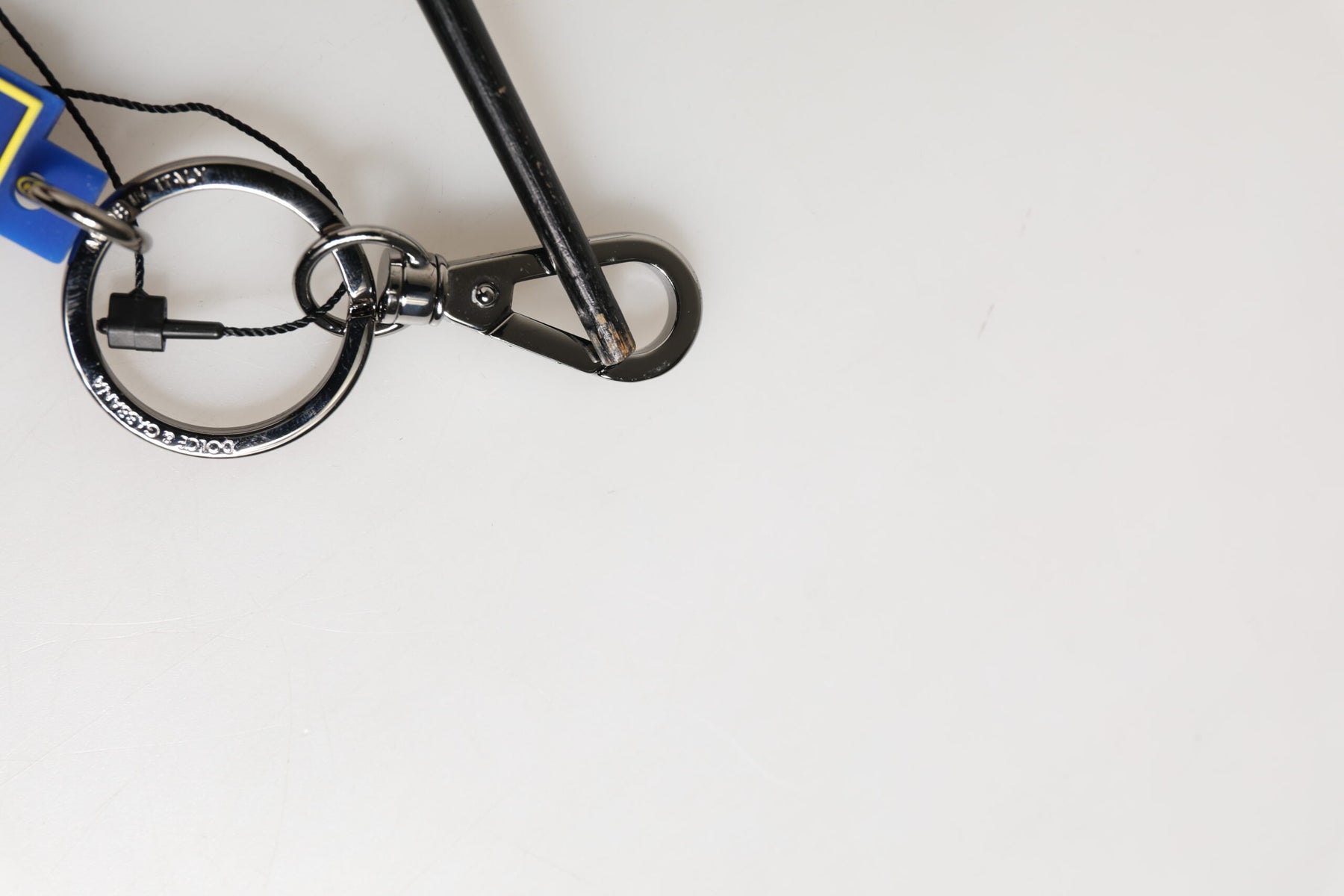 Dolce & Gabbana Blue Yellow DG Rubber Logo Silver Men's Keychain  Keyring | Regal Royce