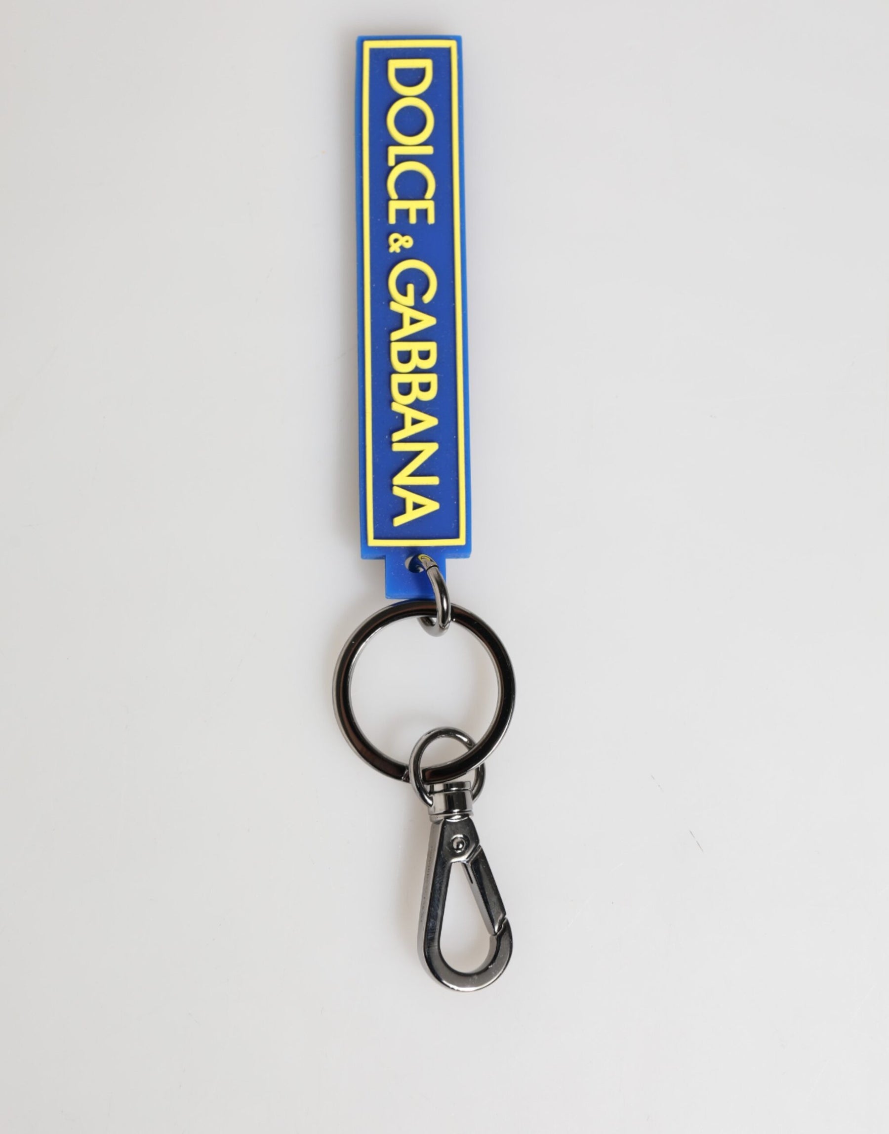 Dolce & Gabbana Blue Yellow DG Rubber Logo Silver Men's Holder Keyring | Regal Royce