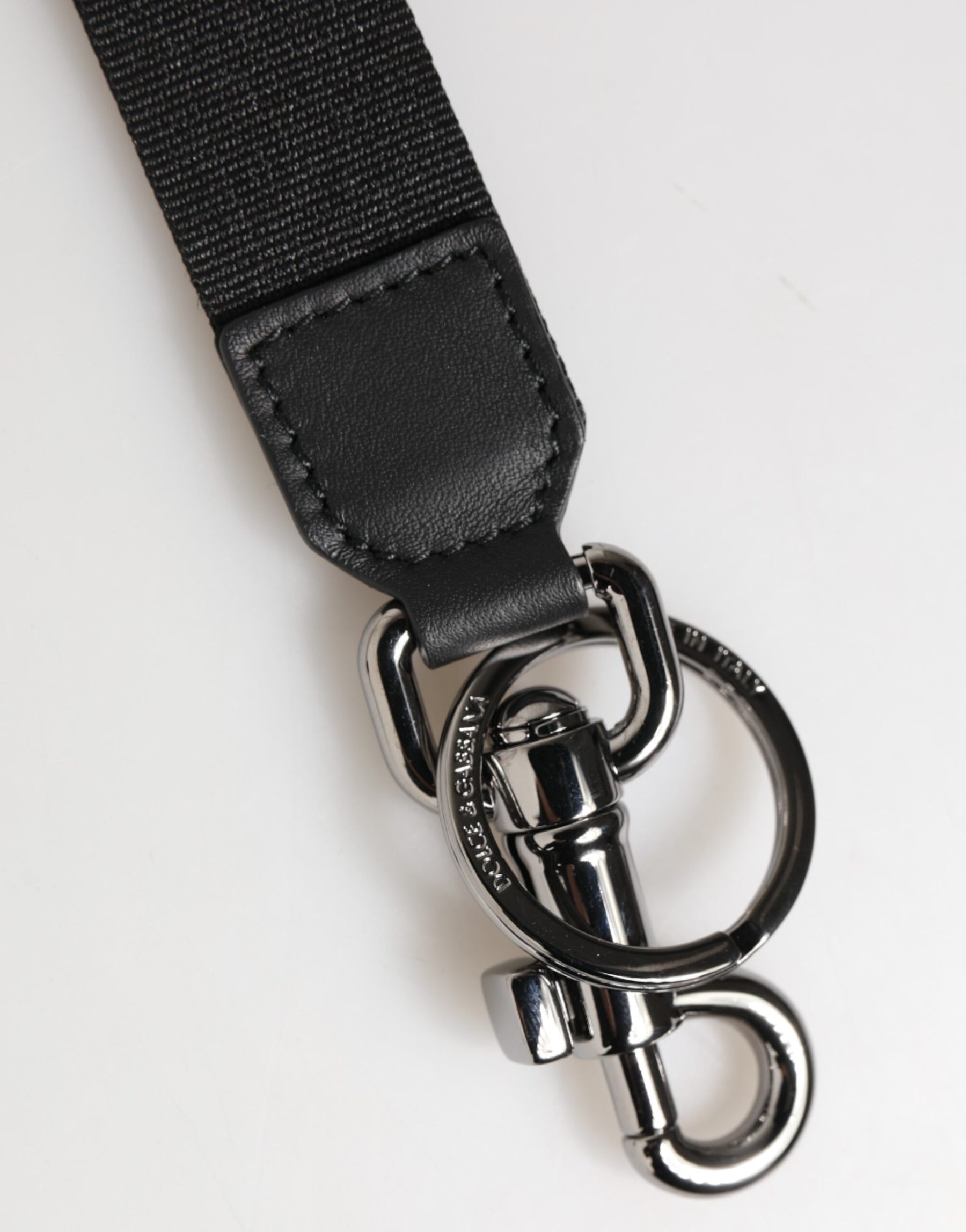 Dolce & Gabbana Black Blue DG Logo Polyester Brass Holder Keychain Keyring | Regal Royce