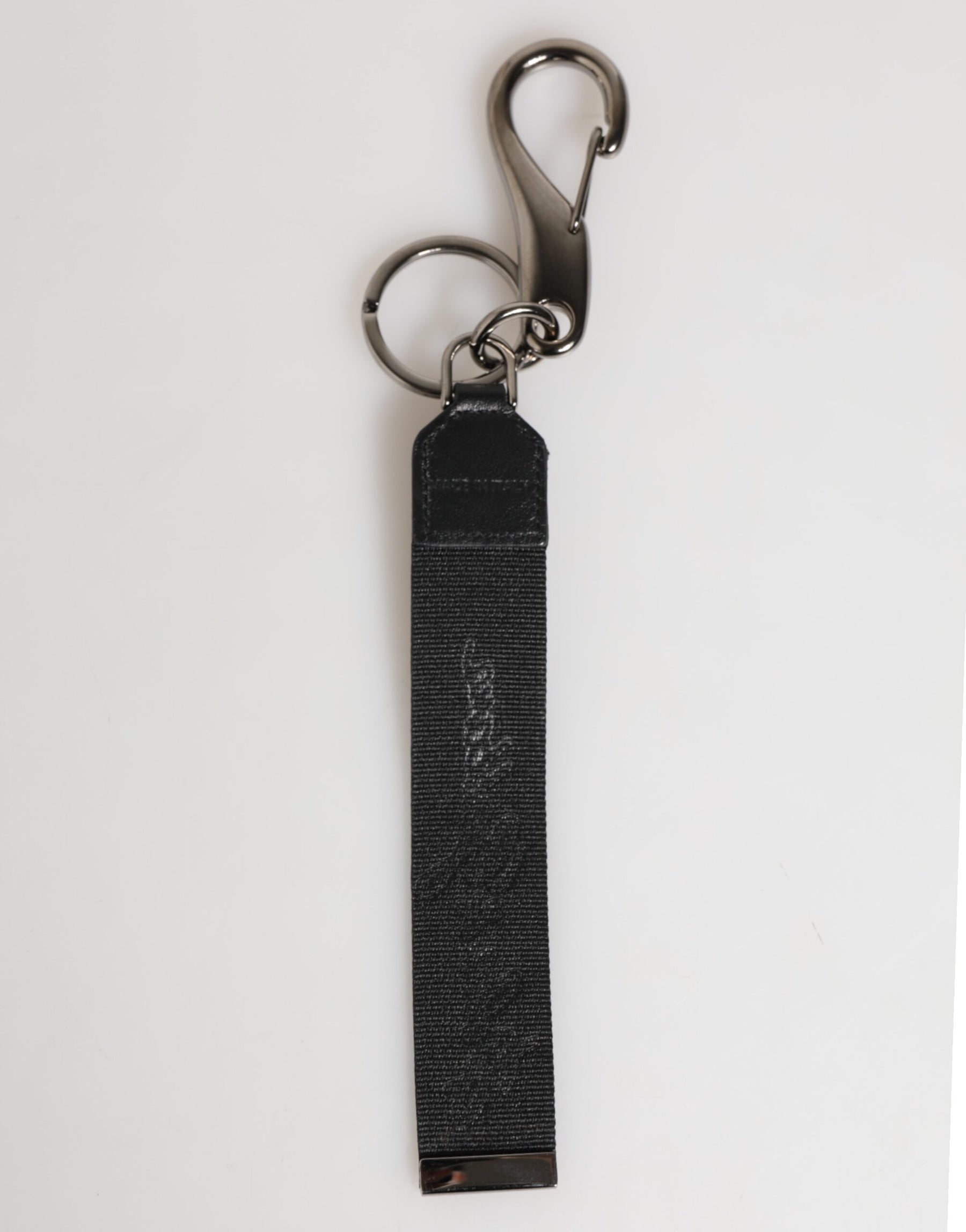 Dolce & Gabbana Black White Polyester DG Logo Silver Men Keychain Keyring | Regal Royce