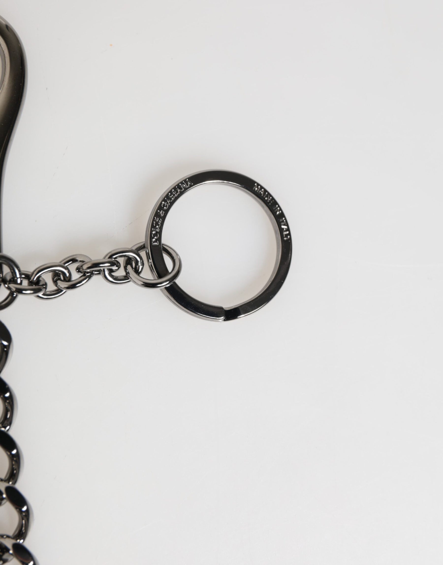 Dolce & Gabbana Black Red Military Leather Patch DG Logo Keychain Keyring | Regal Royce