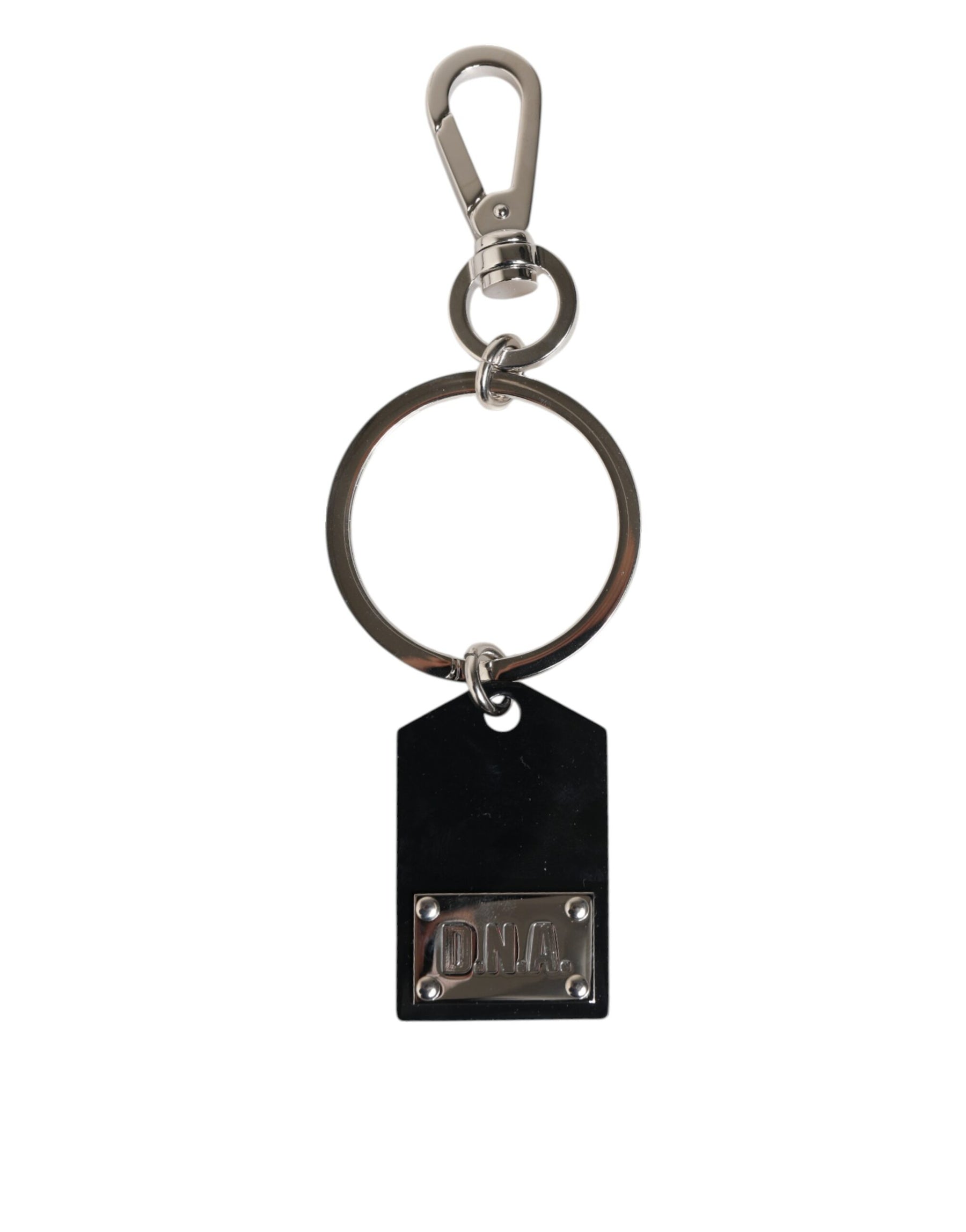Dolce & Gabbana Black Sint Glass Plaque DG Logo Metal PlateKeychain Keyring | Regal Royce
