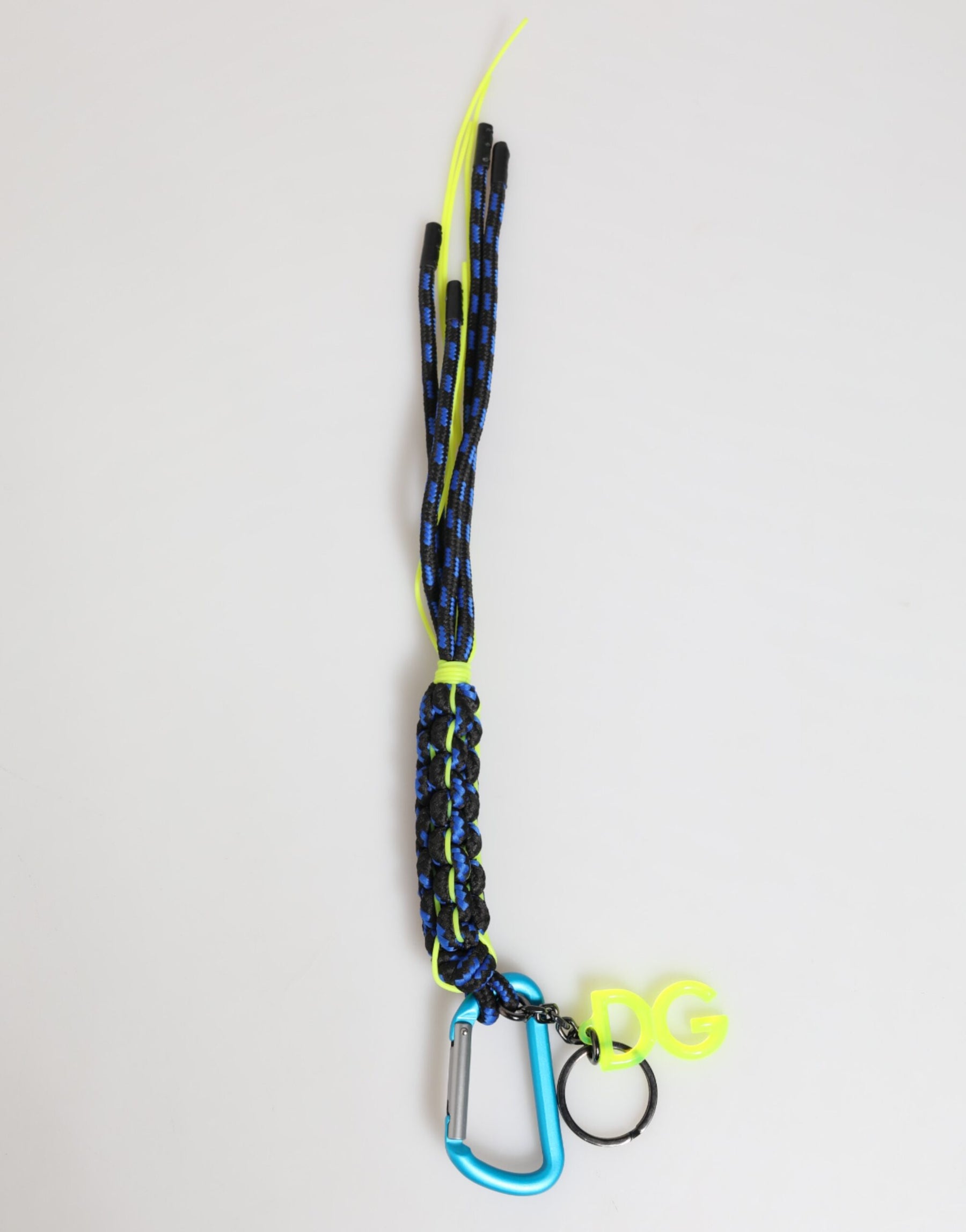 Dolce & Gabbana Blue Yellow Leather Tape String DG Logo Keychain Keyring | Regal Royce