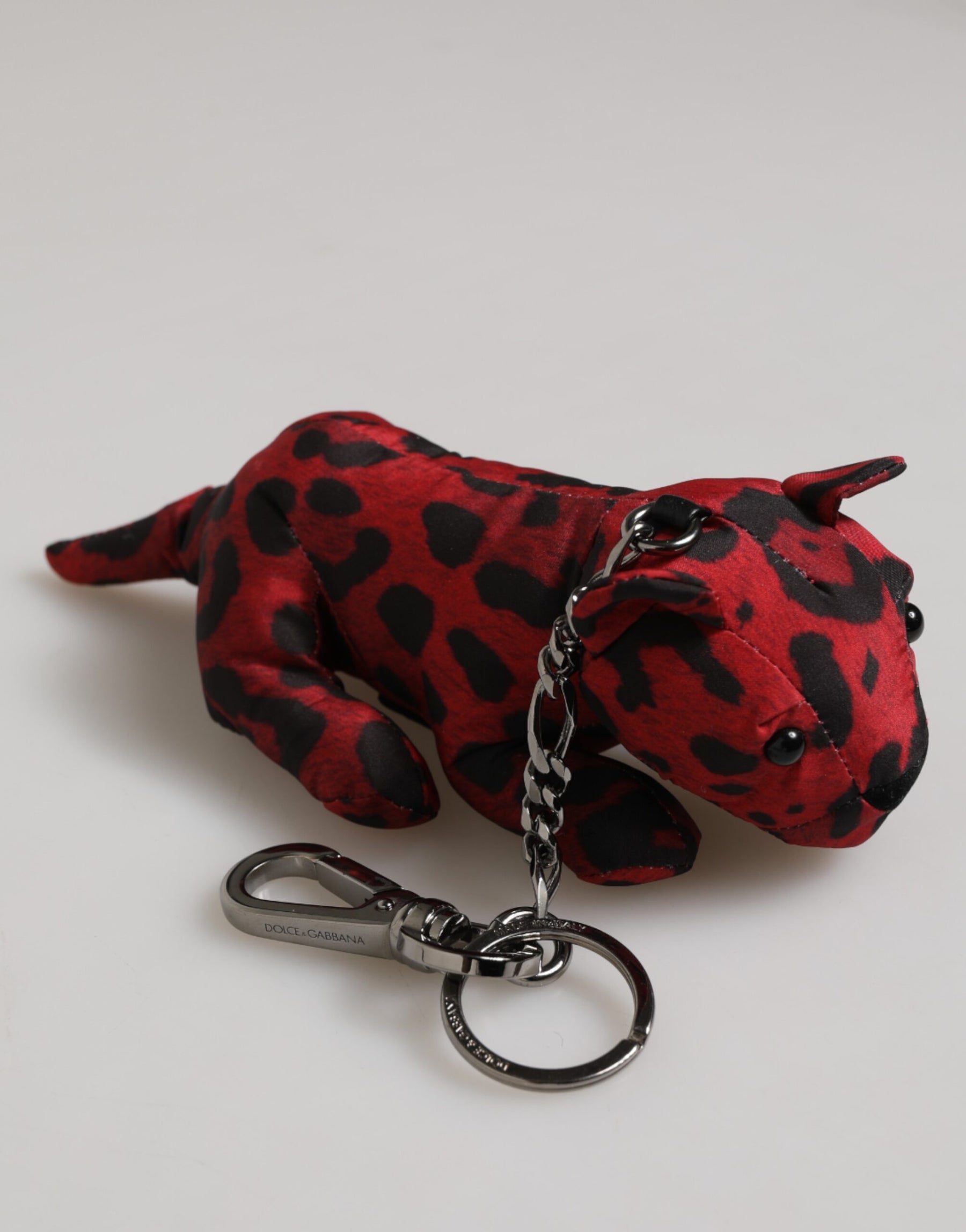 Dolce & Gabbana Red Black Polyester Animal Silhouette Bag Keychain Keyring | Regal Royce