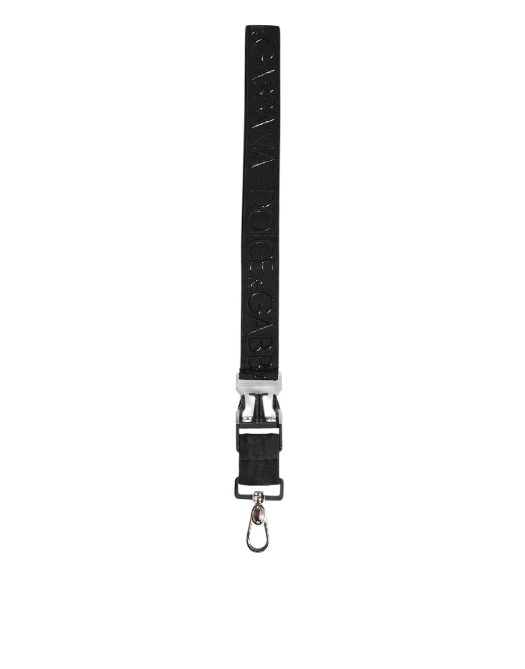 Dolce & Gabbana Black Polyester Stretch Rubberised DG Logo Men Keychain | Regal Royce