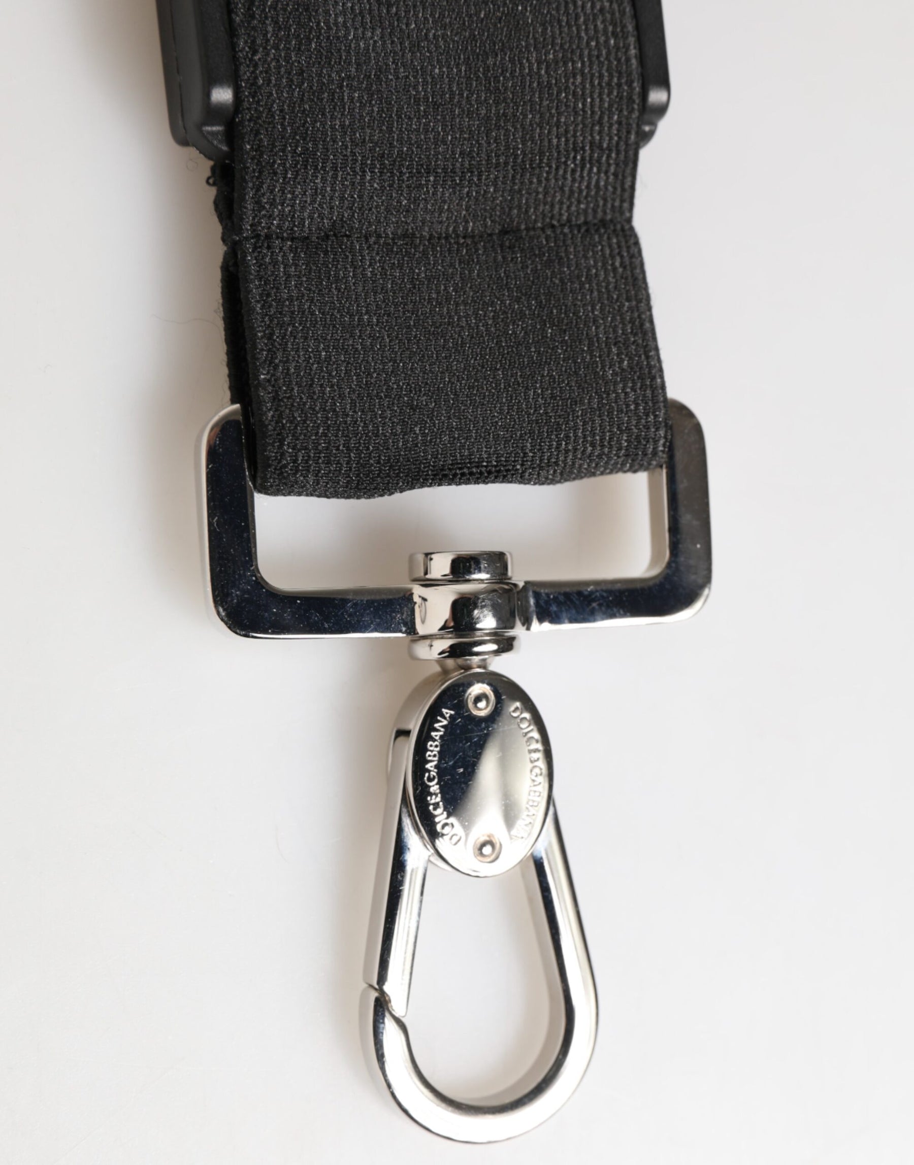 Dolce & Gabbana Black Polyester Stretch Rubberised DG Logo Men Keychain | Regal Royce