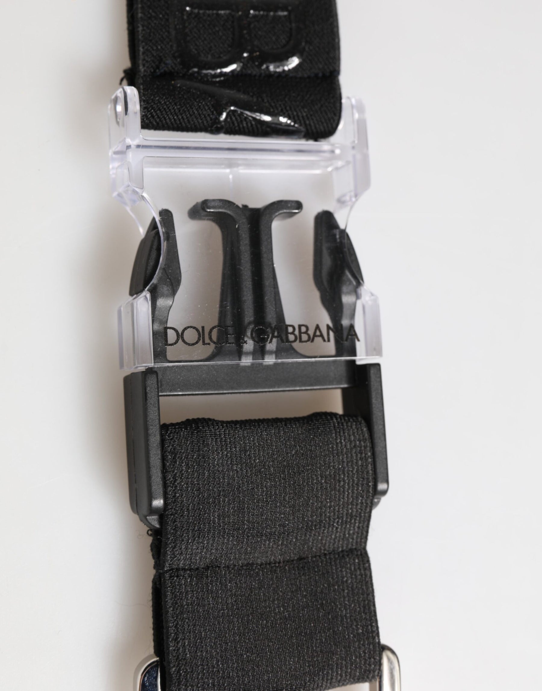 Dolce & Gabbana Black Polyester Stretch Rubberised DG Logo Men Keychain | Regal Royce