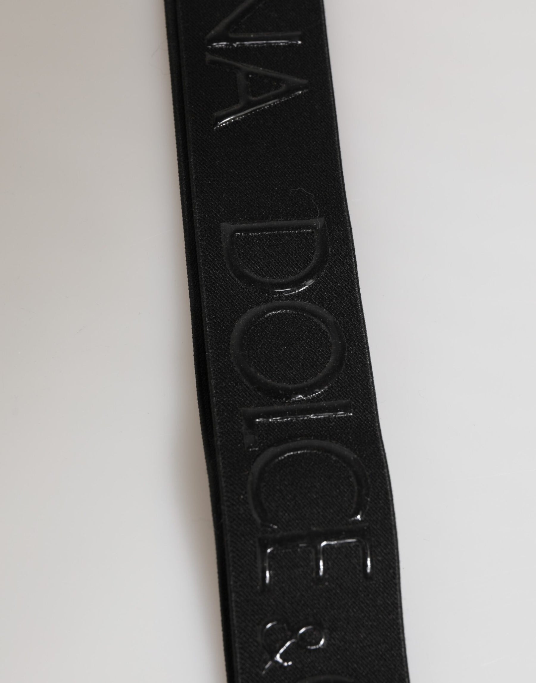 Dolce & Gabbana Black Polyester Stretch Rubberised DG Logo Men Keychain | Regal Royce