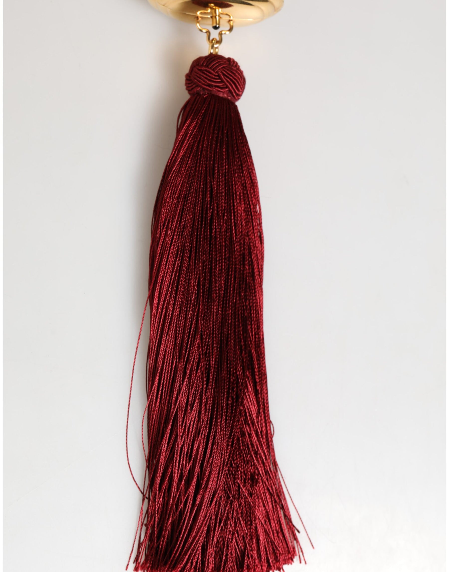 Dolce & Gabbana White Pearl Resin Gold Metal Red Tassel Pendant Bag | Regal Royce