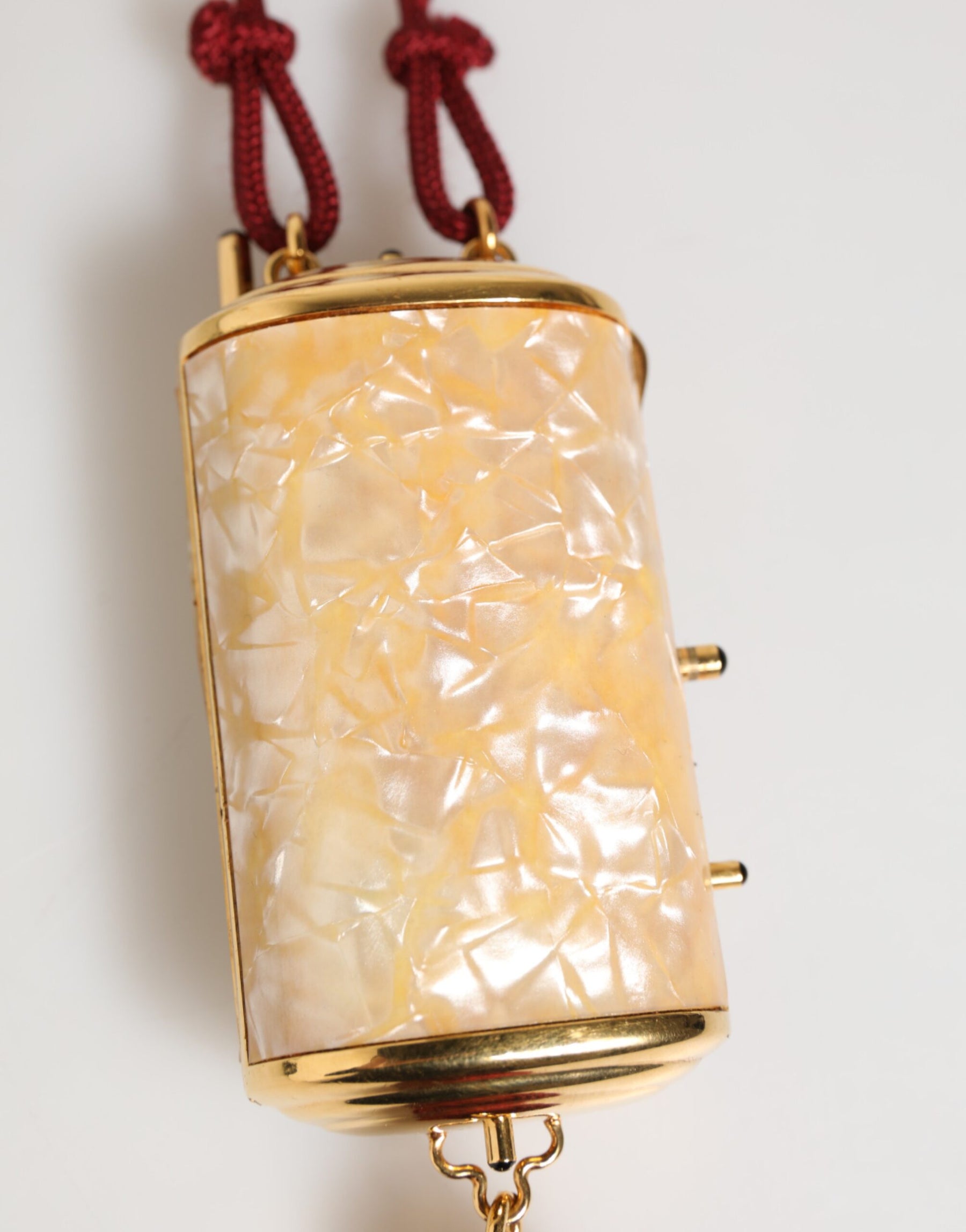 Dolce & Gabbana White Resin Gold Metal Crossbody Mini Purse Pendant Bag | Regal Royce