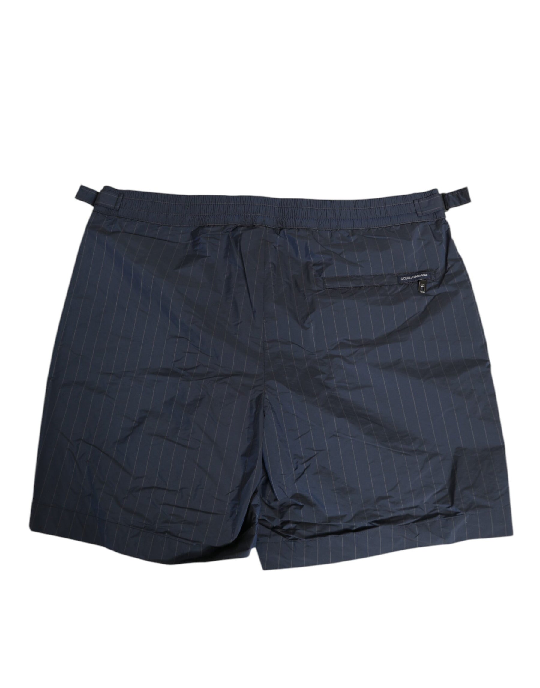 Dolce & Gabbana Navy Blue Polyester Pinstripe Men Shorts Swimwear | Regal Royce