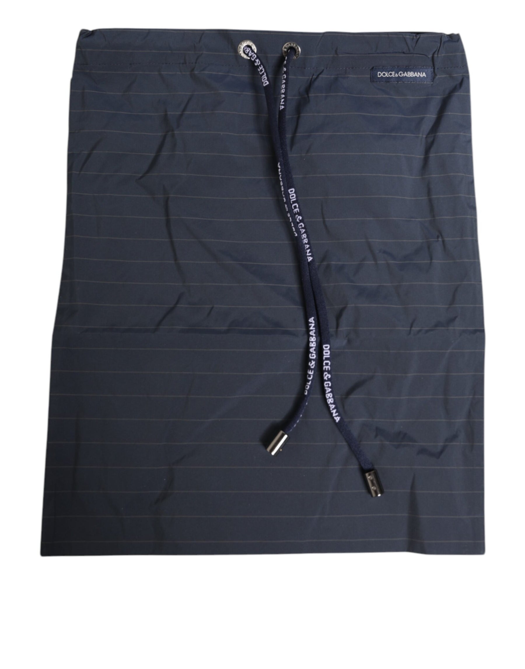 Dolce & Gabbana Navy Blue Polyester Pinstripe Men Shorts Swimwear | Regal Royce