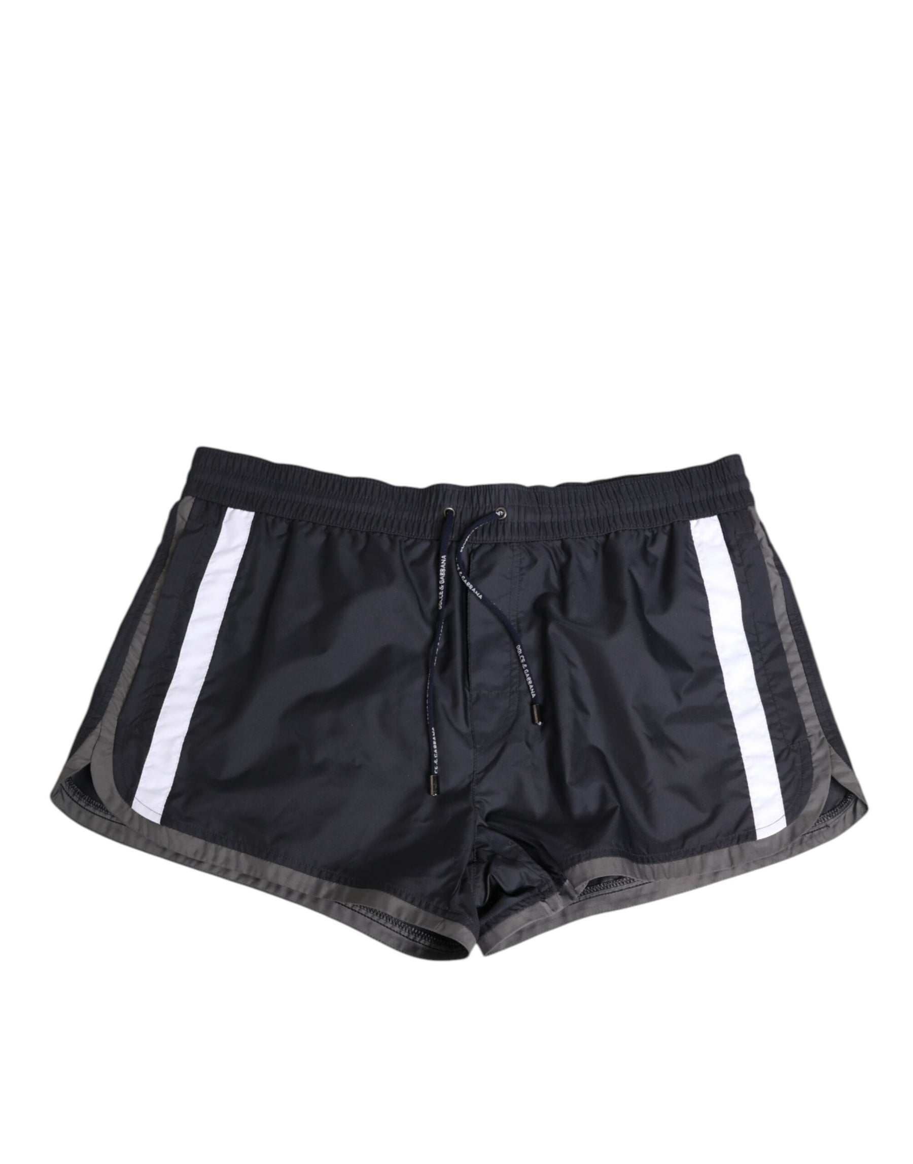 Dolce & Gabbana Black White Polyester Logo Elastic Waistband Swimwear | Regal Royce