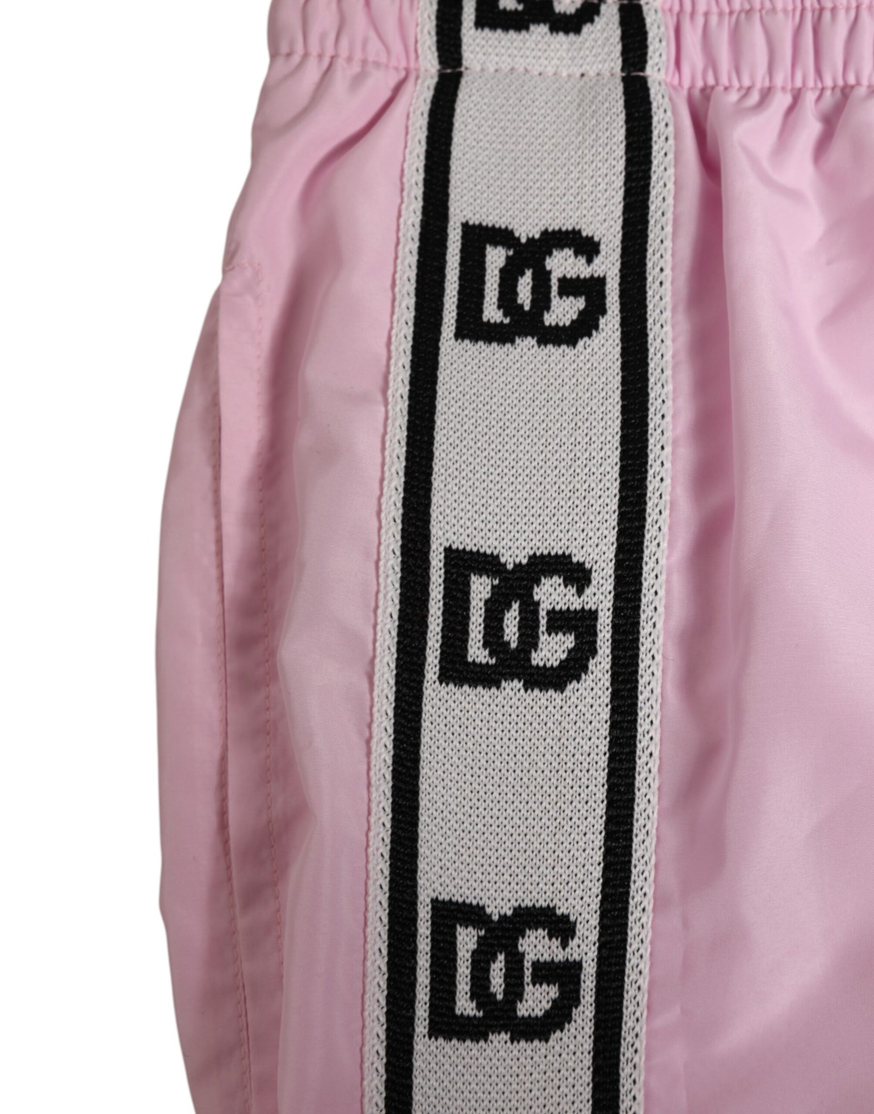 Dolce & Gabbana Pink Nylon Logo Side Stripe Beachwear Men Swimwear | Regal Royce
