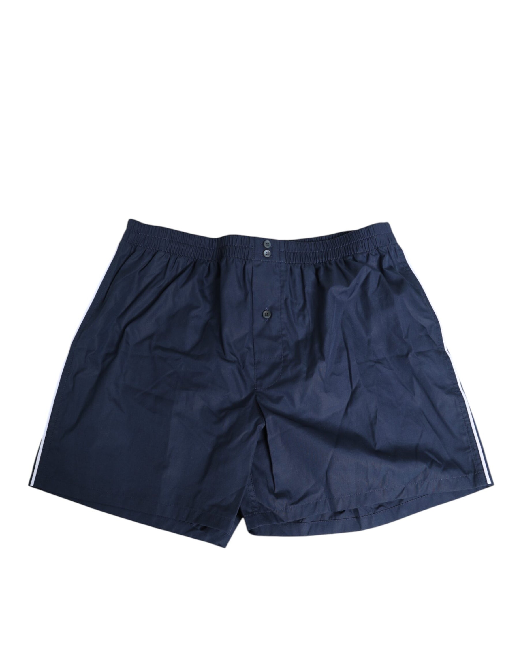 Dolce & Gabbana Navy Blue Cotton Elastic Waistband Button Swimwear | Regal Royce