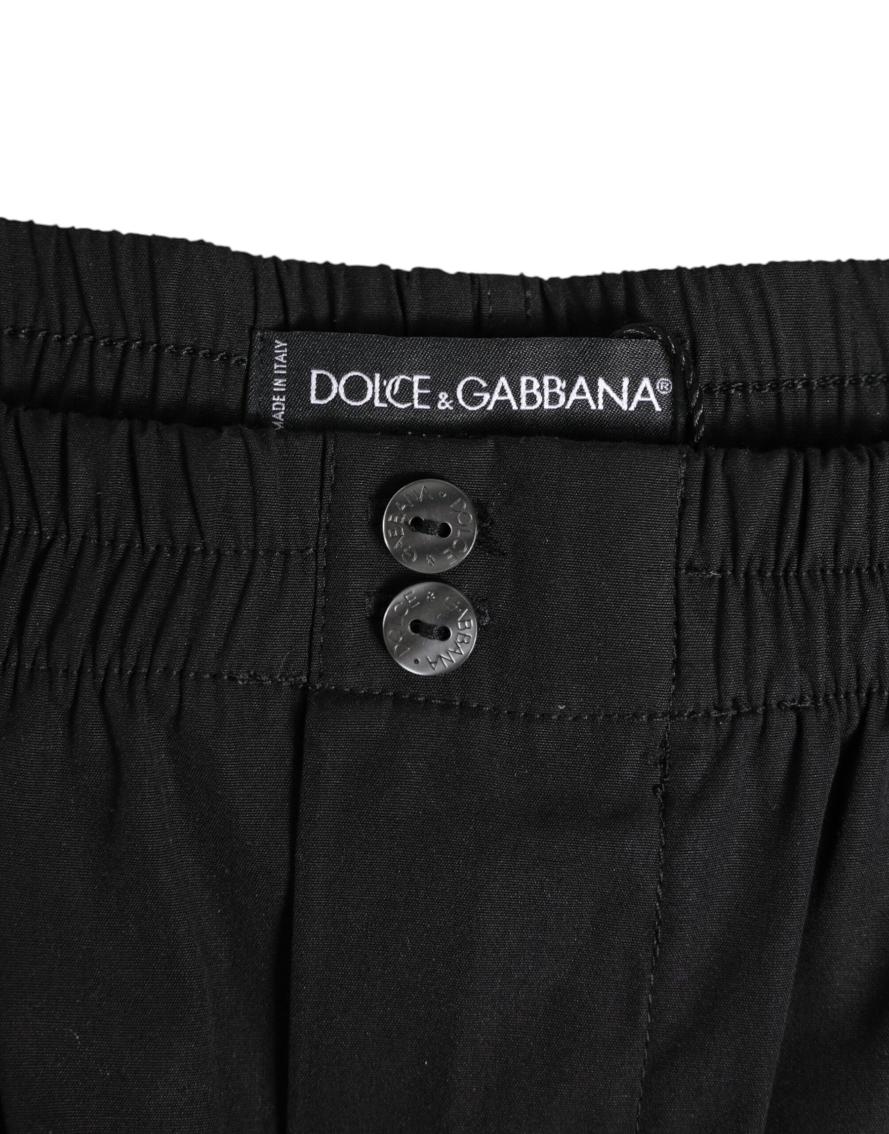 Dolce & Gabbana Black Cotton Elastic Waistband Button Swimwear | Regal Royce