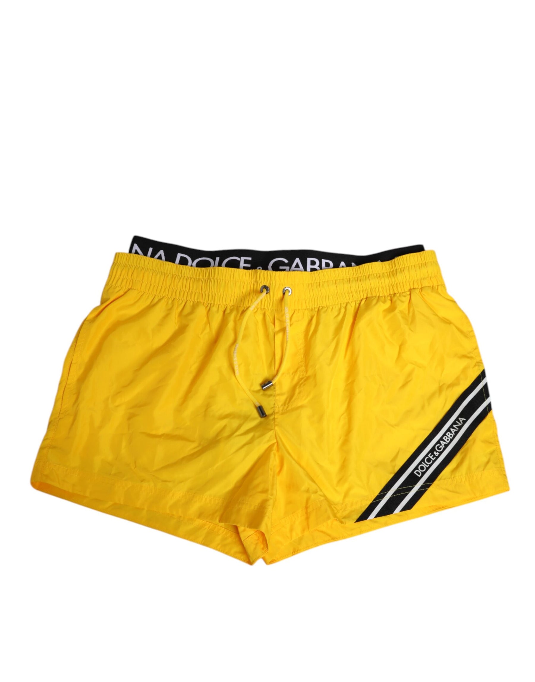 Dolce & Gabbana Yellow Drawstring Beachwear Men Shorts Swimwear | Regal Royce