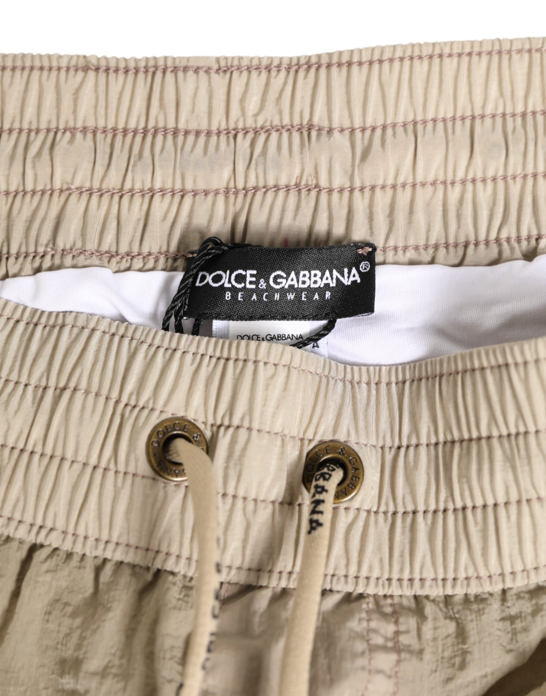 Dolce & Gabbana Beige Nylon Beachwear Men Boxer Short Swimwear | Regal Royce