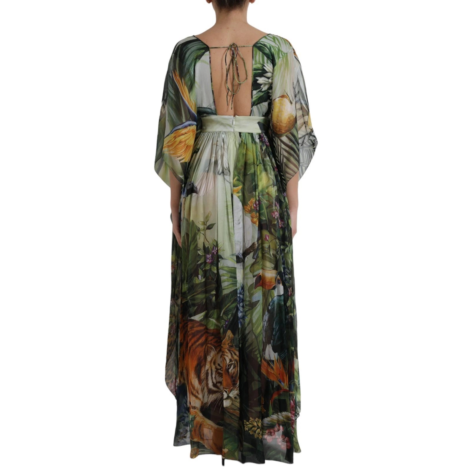 Dolce & Gabbana Multicolor Silk Jungle Print Women Maxi Dress | Regal Royce