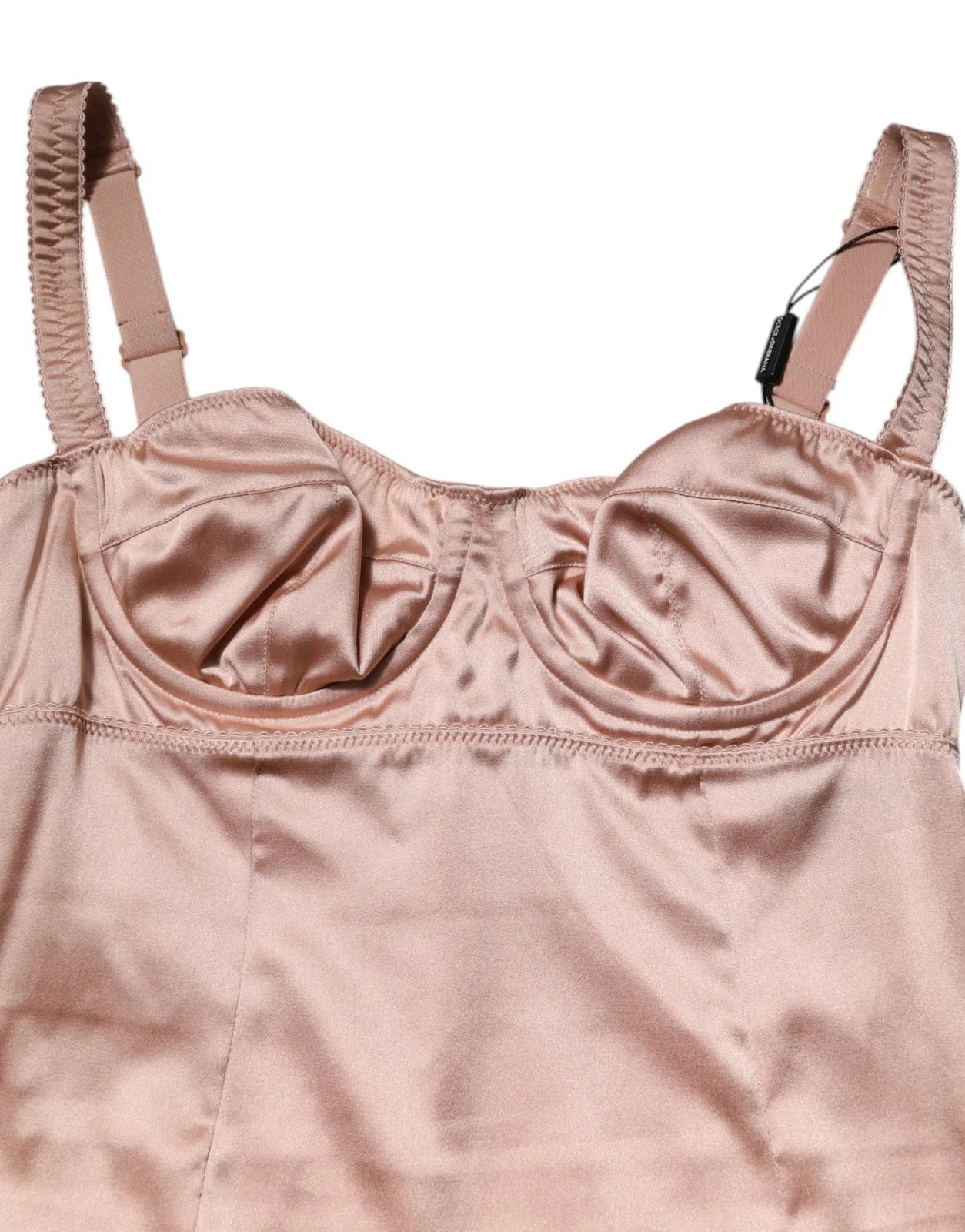 Dolce & Gabbana Blush Pink Silk Satin Bustier Midi Bodycon Dress | Regal Royce