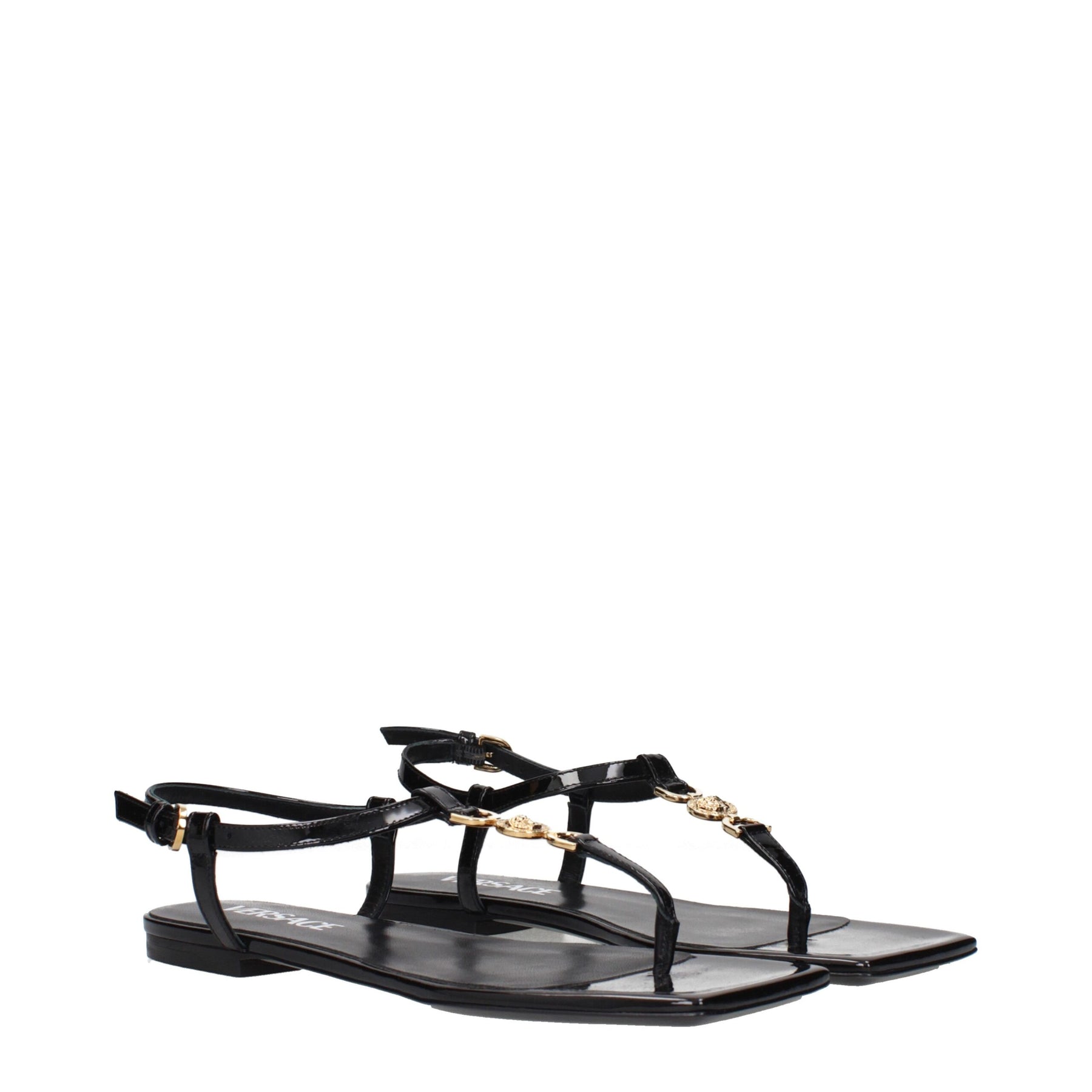 Versace Black Leather Flip-Flop Sandals | Regal Royce
