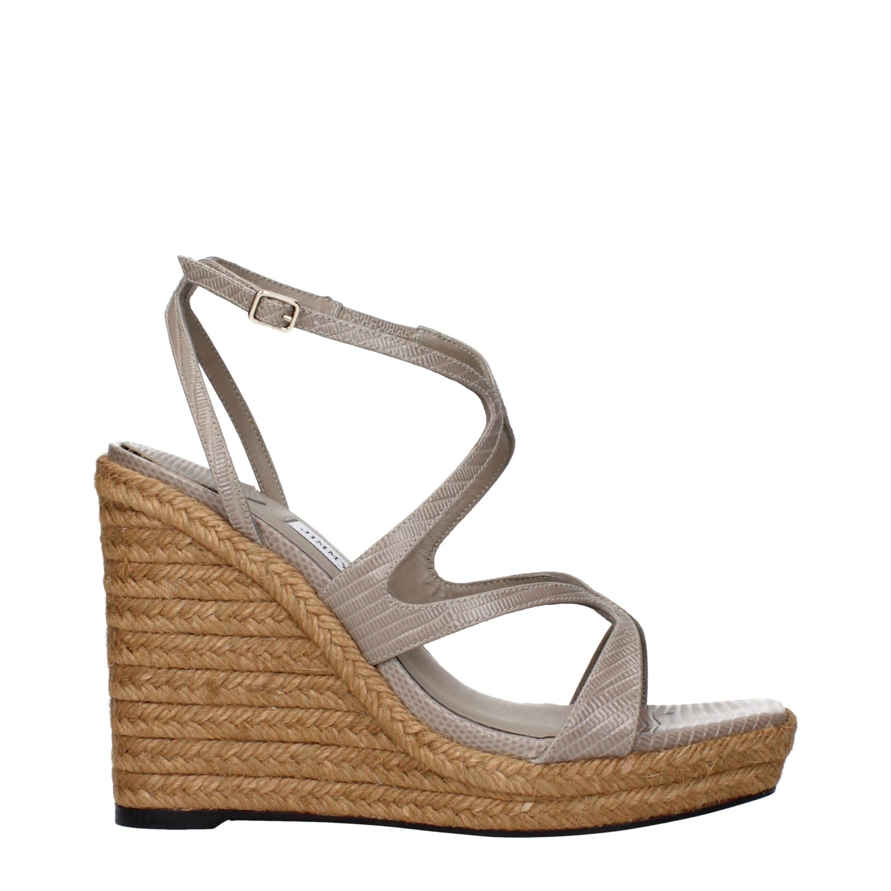 Jimmy Choo Gray Leather Wedge Sandals | Regal Royce