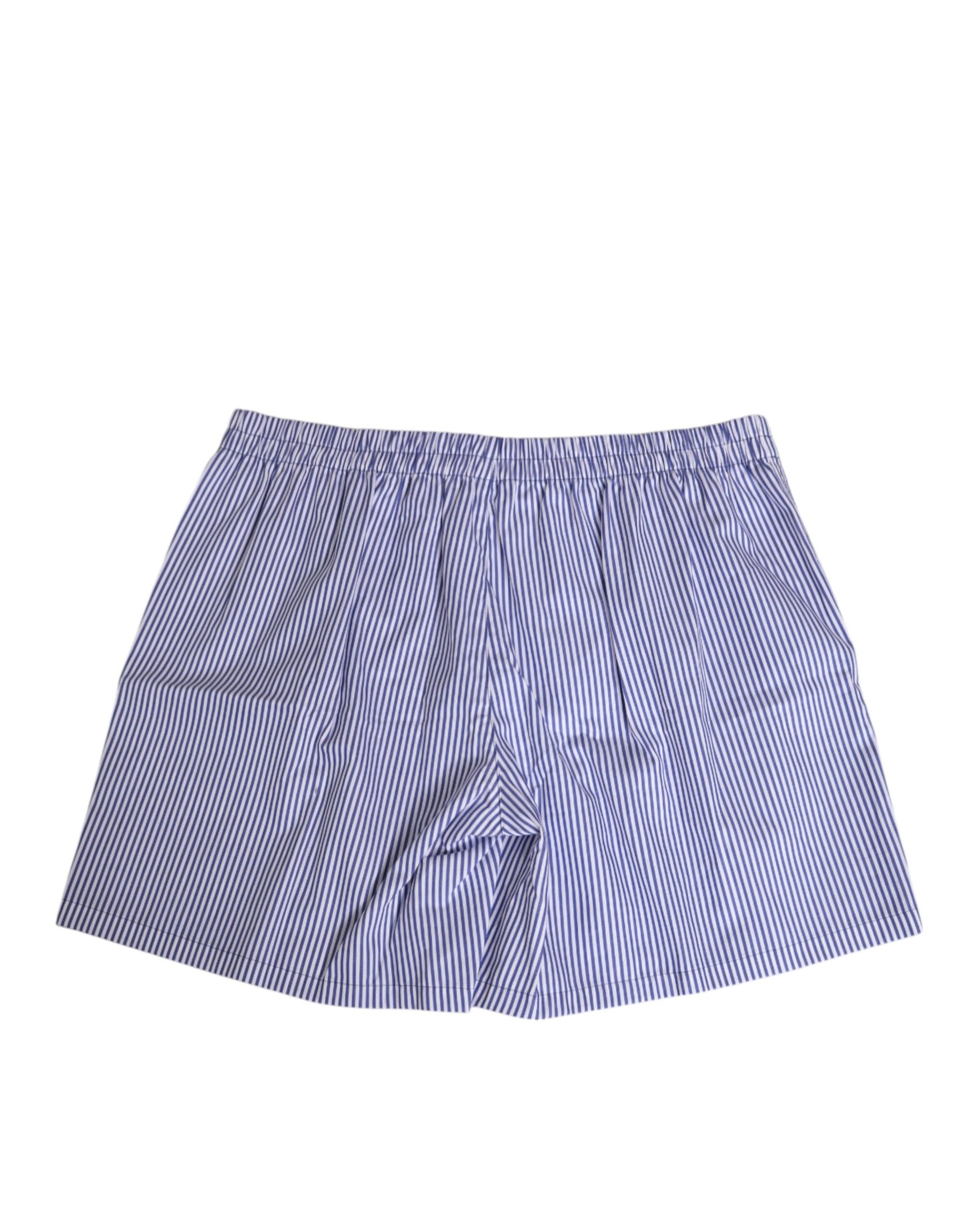 Dolce & Gabbana Blue White Cotton Striped Button Fly Shorts Swimwear | Regal Royce