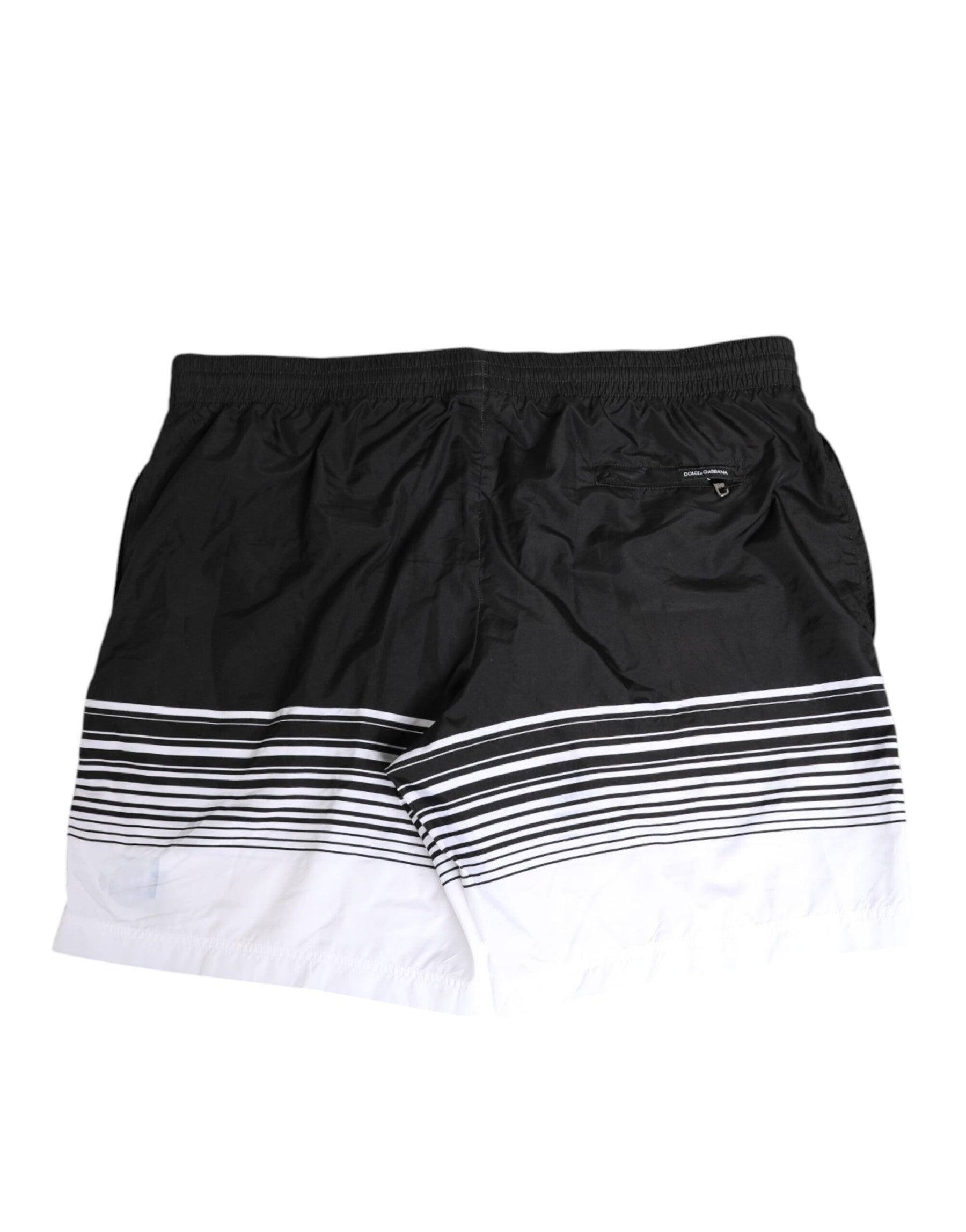 Dolce & Gabbana Black White Striped DG Logo Men Short  Swimwear | Regal Royce