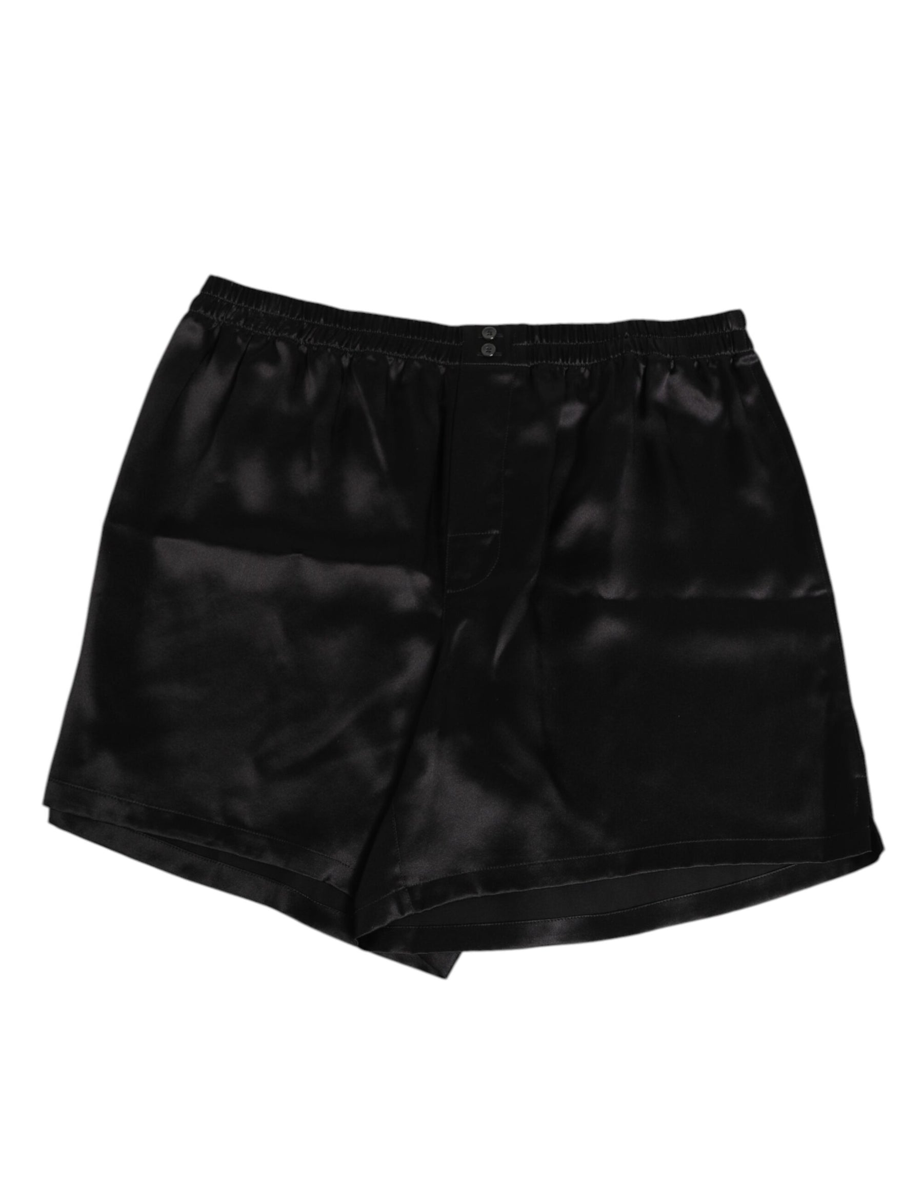 Dolce & Gabbana Black Silk Satin Elastic Men Boxer Short Swimwear | Regal Royce