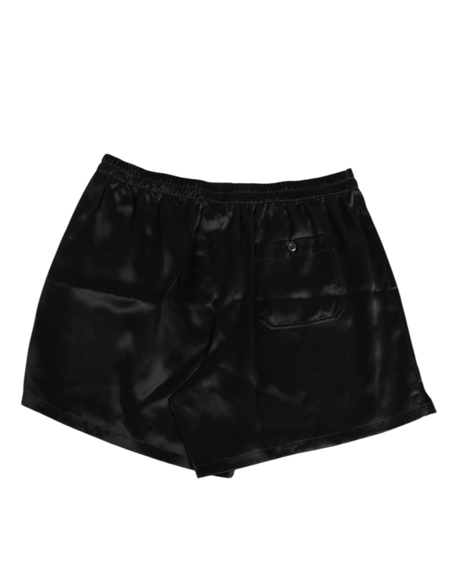 Dolce & Gabbana Black Silk Satin Elastic Men Boxer Short Swimwear | Regal Royce