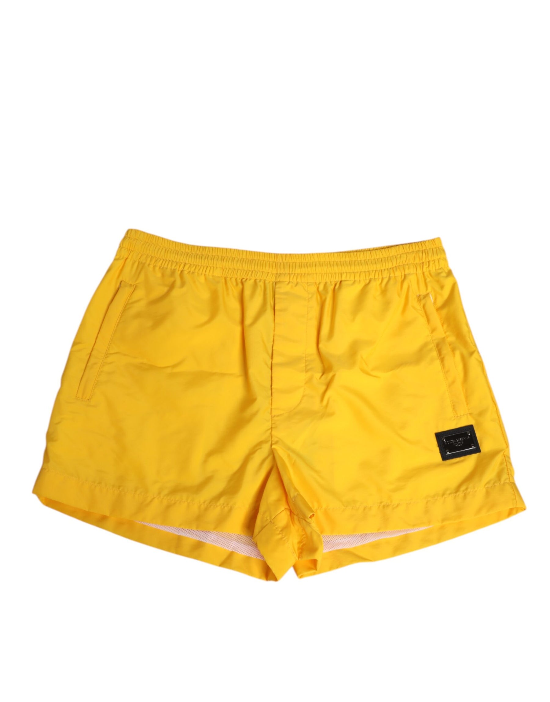 Dolce & Gabbana Yellow Nylon Logo Plaque Boxer Shorts Swimwear | Regal Royce