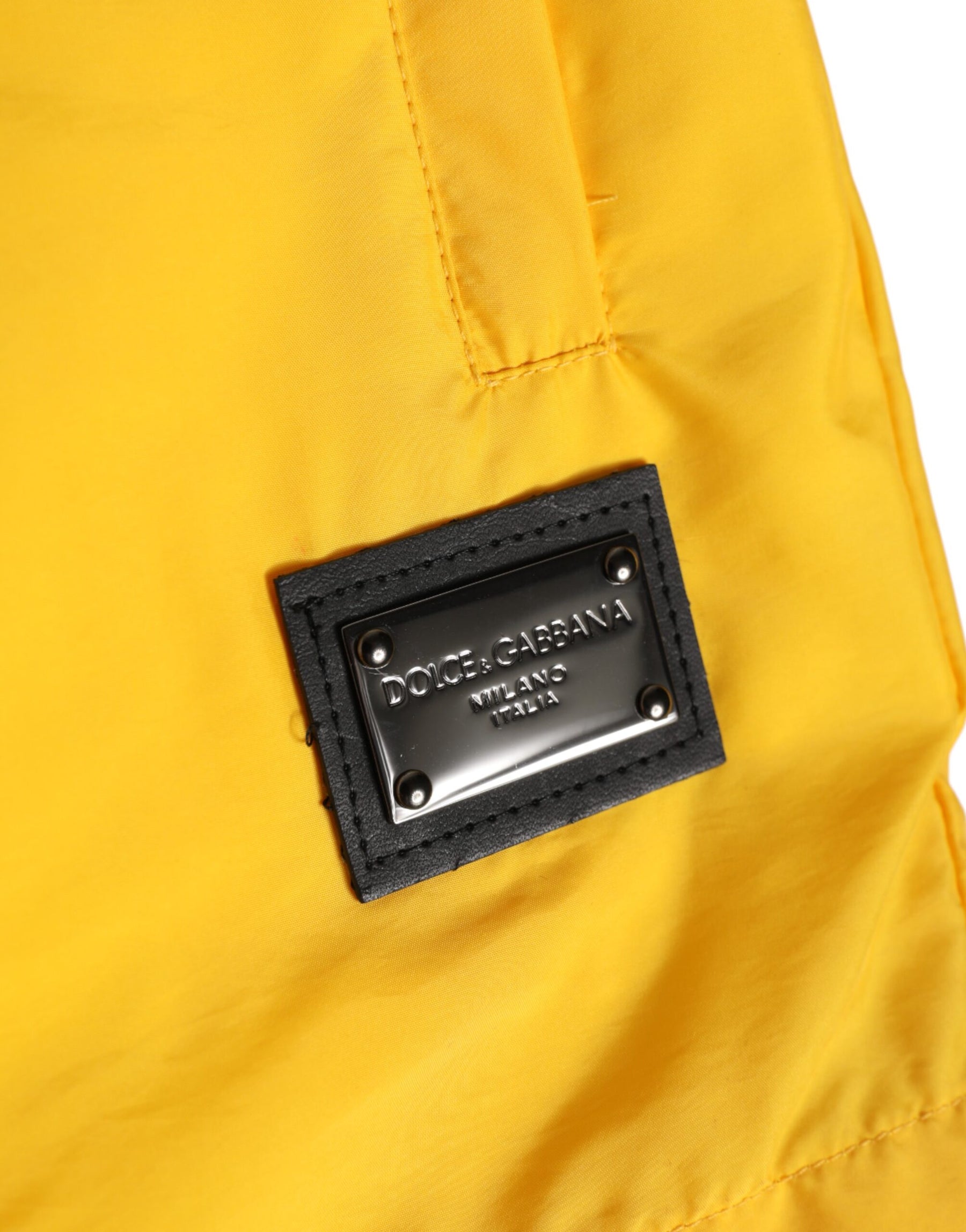 Dolce & Gabbana Yellow Nylon Logo Plaque Boxer Shorts Swimwear | Regal Royce