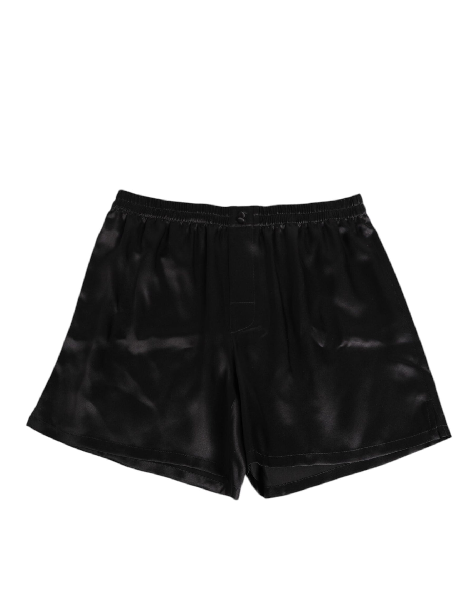 Dolce & Gabbana Black Silk Satin Elastic Men Boxer Short Swimwear | Regal Royce
