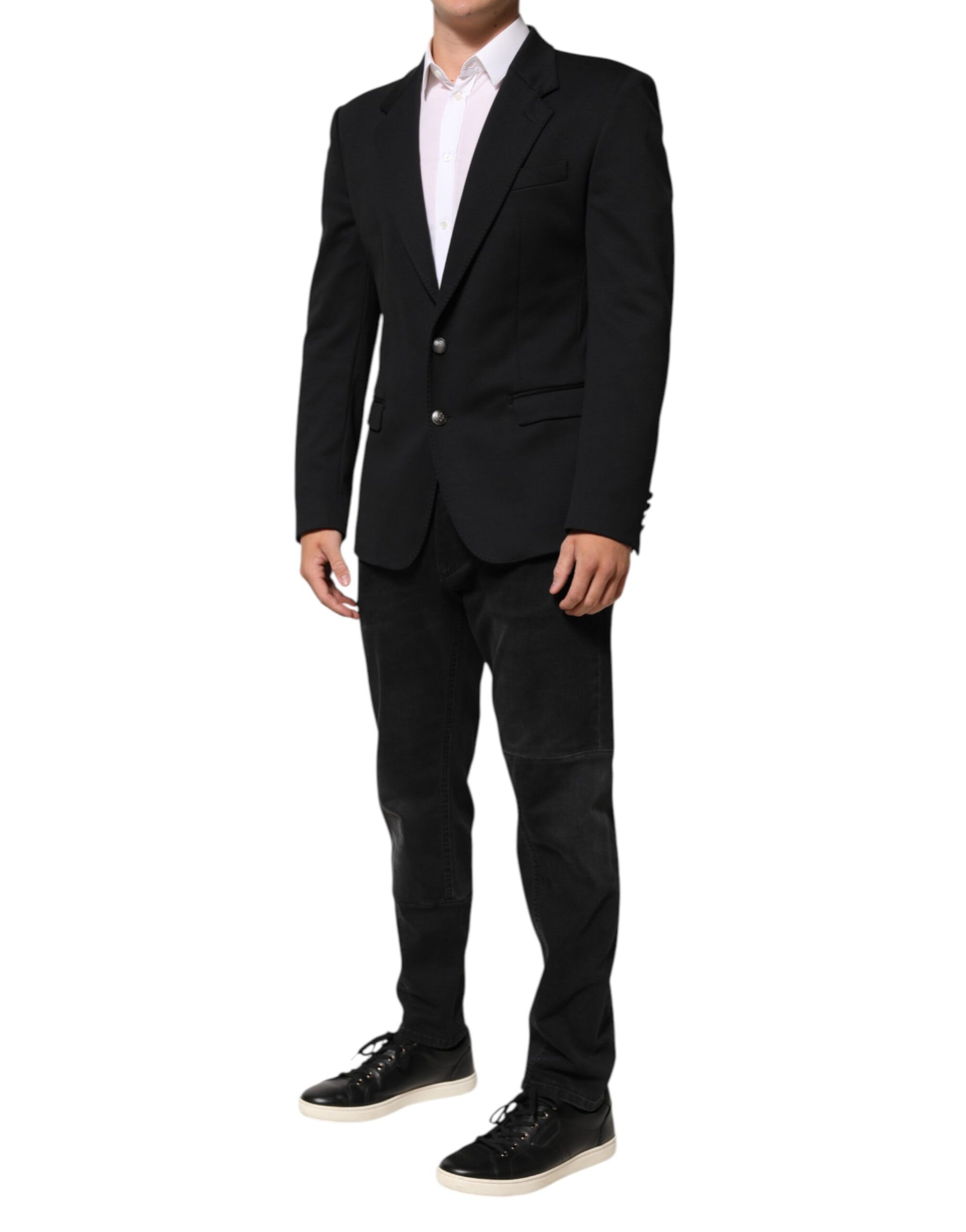 Dolce & Gabbana Dark Blue Cotton Men Jacket Coat Blazer Suit | Regal Royce