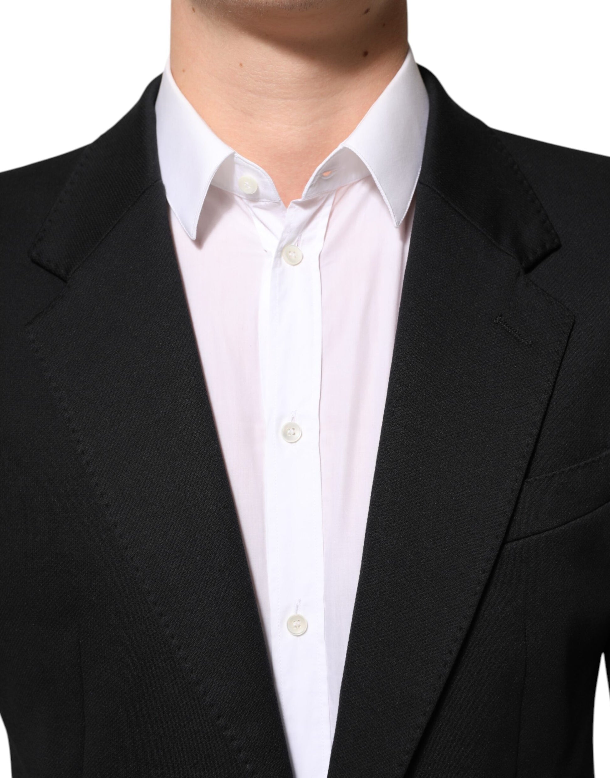 Dolce & Gabbana Dark Blue Cotton Men Jacket Coat Blazer Suit