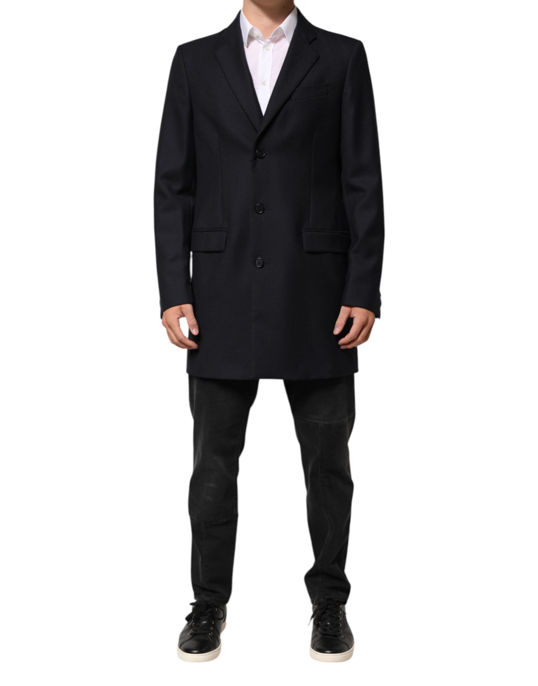 Dolce & Gabbana Dark Blue Wool Men Jacket Coat Blazer Suit | Regal Royce