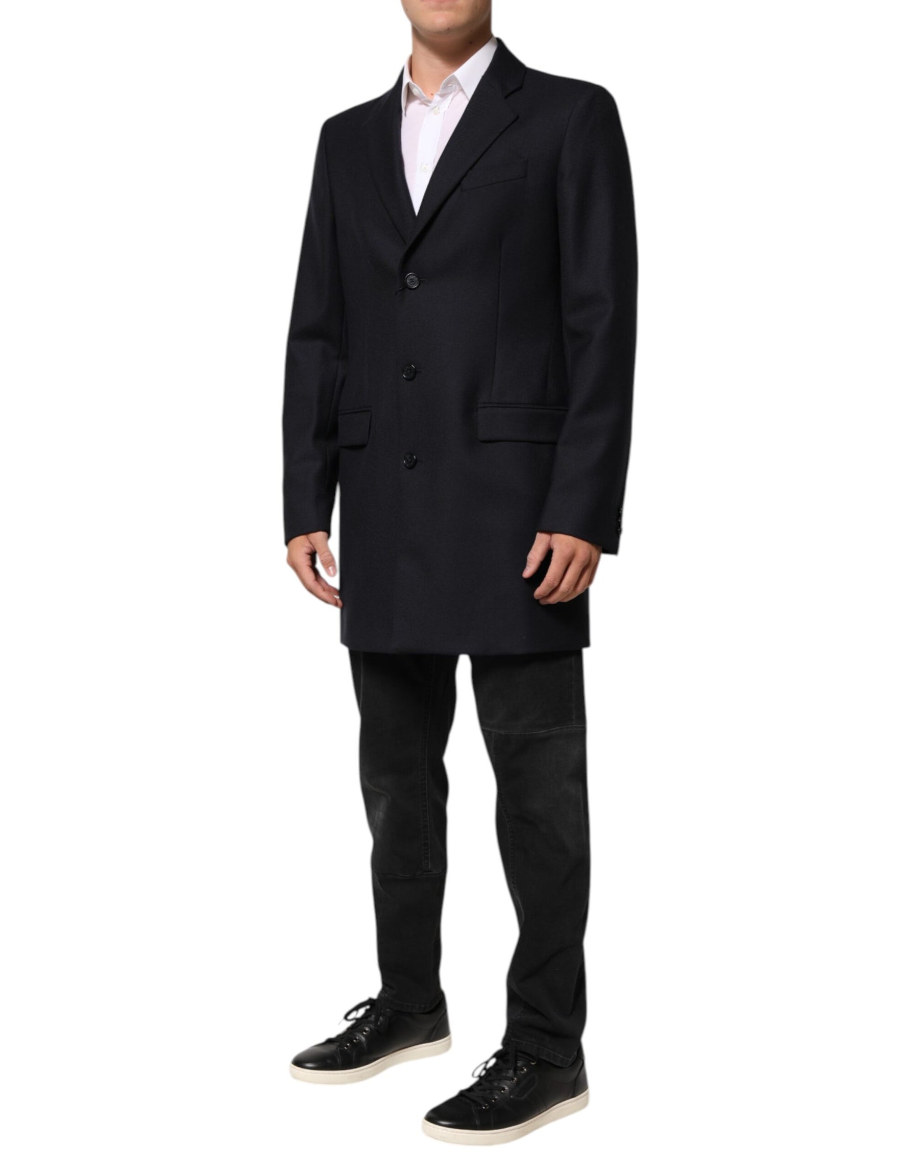 Dolce & Gabbana Dark Blue Wool Men Jacket Coat Blazer Suit | Regal Royce
