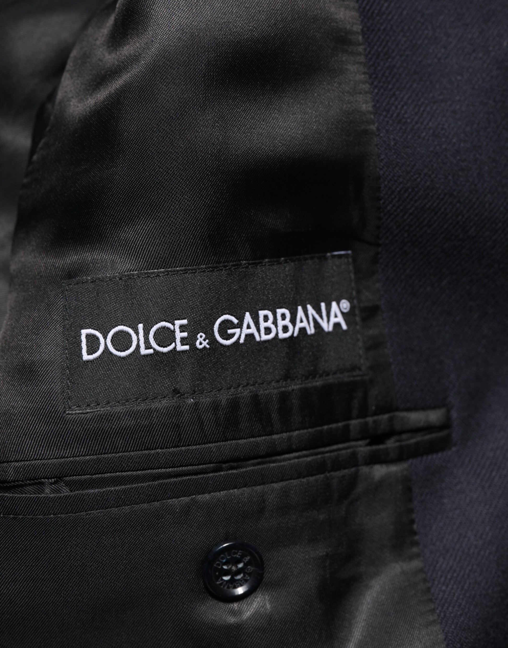 Dolce & Gabbana Dark Blue Wool Men Jacket Coat Blazer Suit